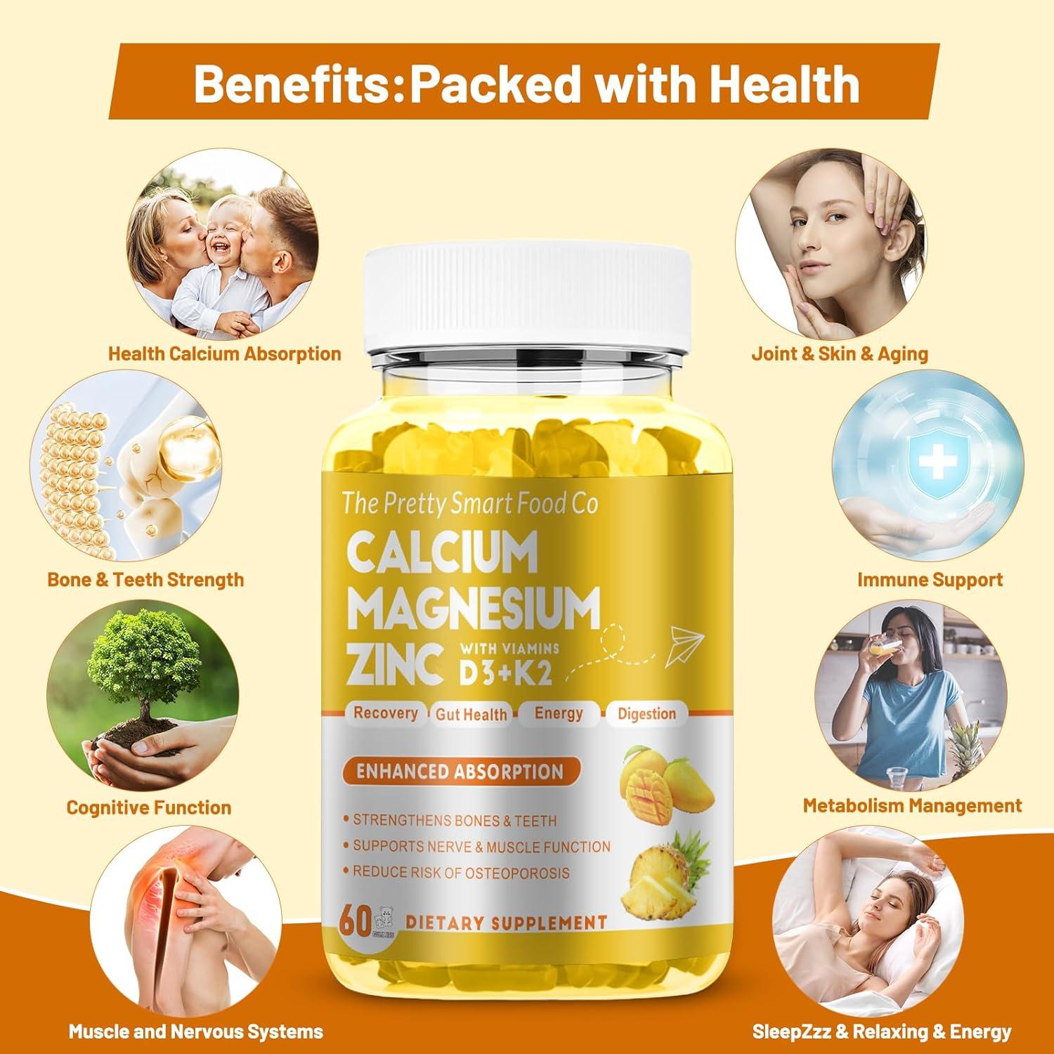 Gomitas de Calcio Magnesio Zinc D3 K2 The Pretty Smart 60 Unidades
