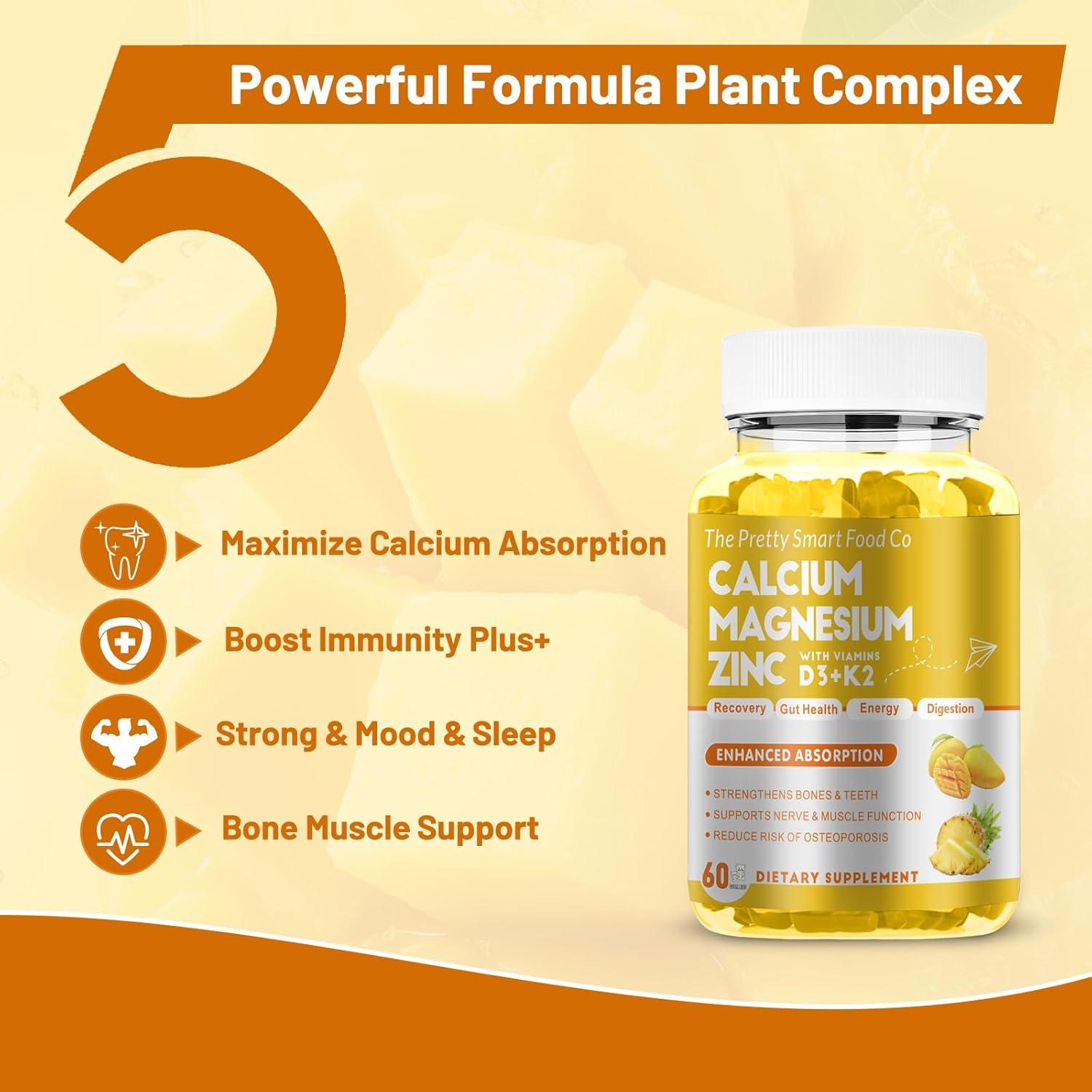 Gomitas de Calcio Magnesio Zinc D3 K2 The Pretty Smart 60 Unidades