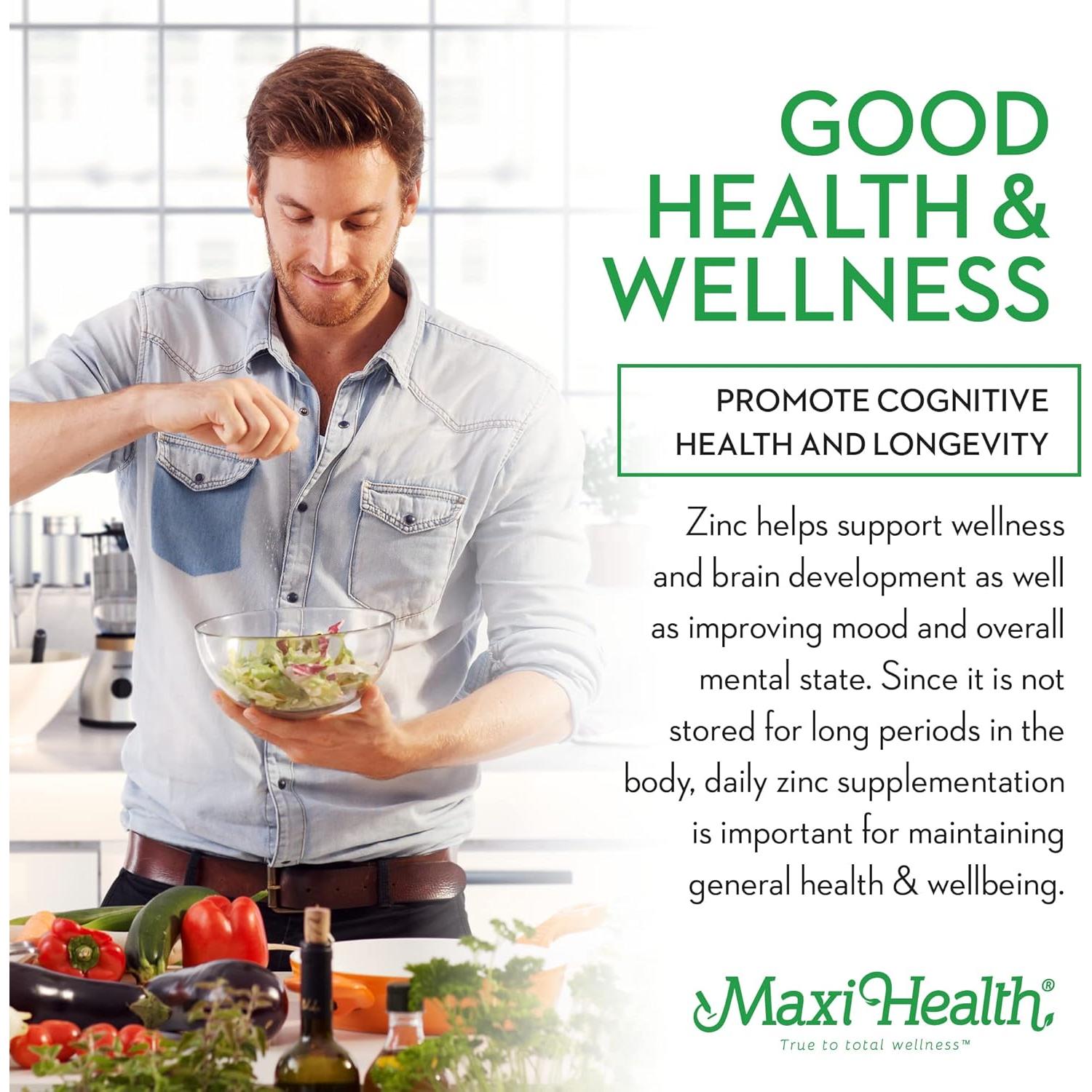 Suplemento de Zinc Maxi Health 30 mg - 100 Cápsulas Kosher