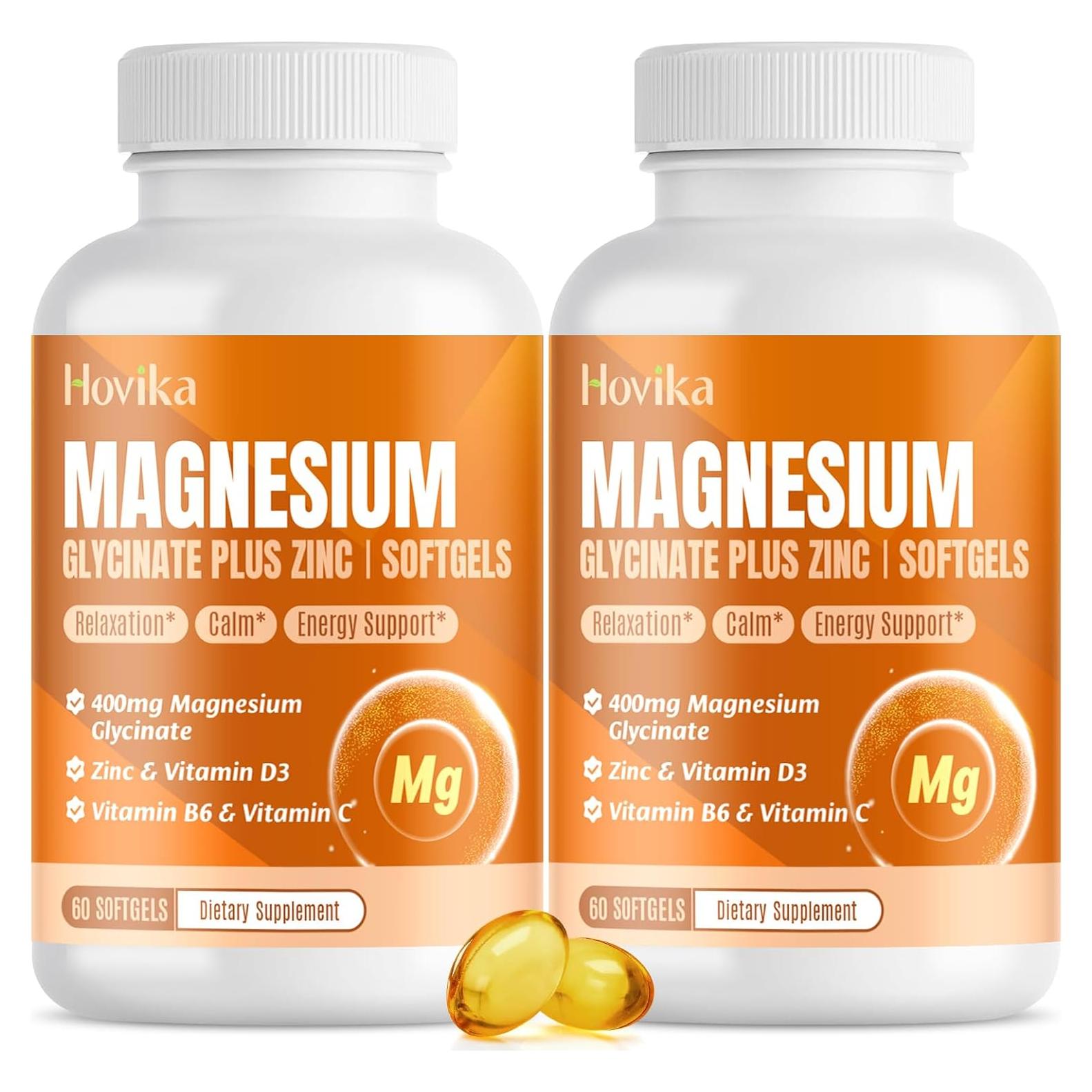 Suplemento Glicinato de Magnesio Hovika 400mg 120 Softgels Veganas