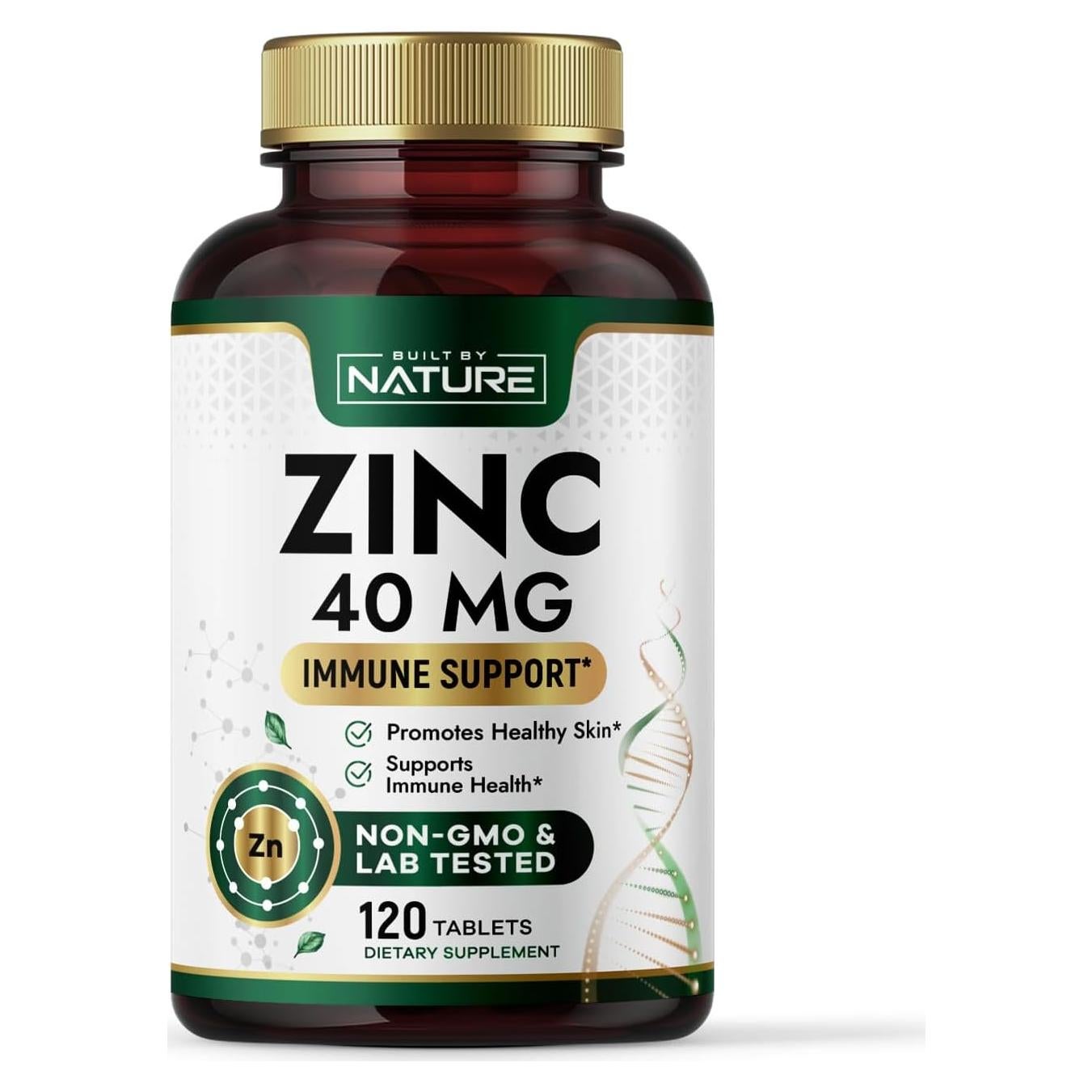 Suplemento de Zinc 40 mg Construido por la Naturaleza - 120 Tabletas