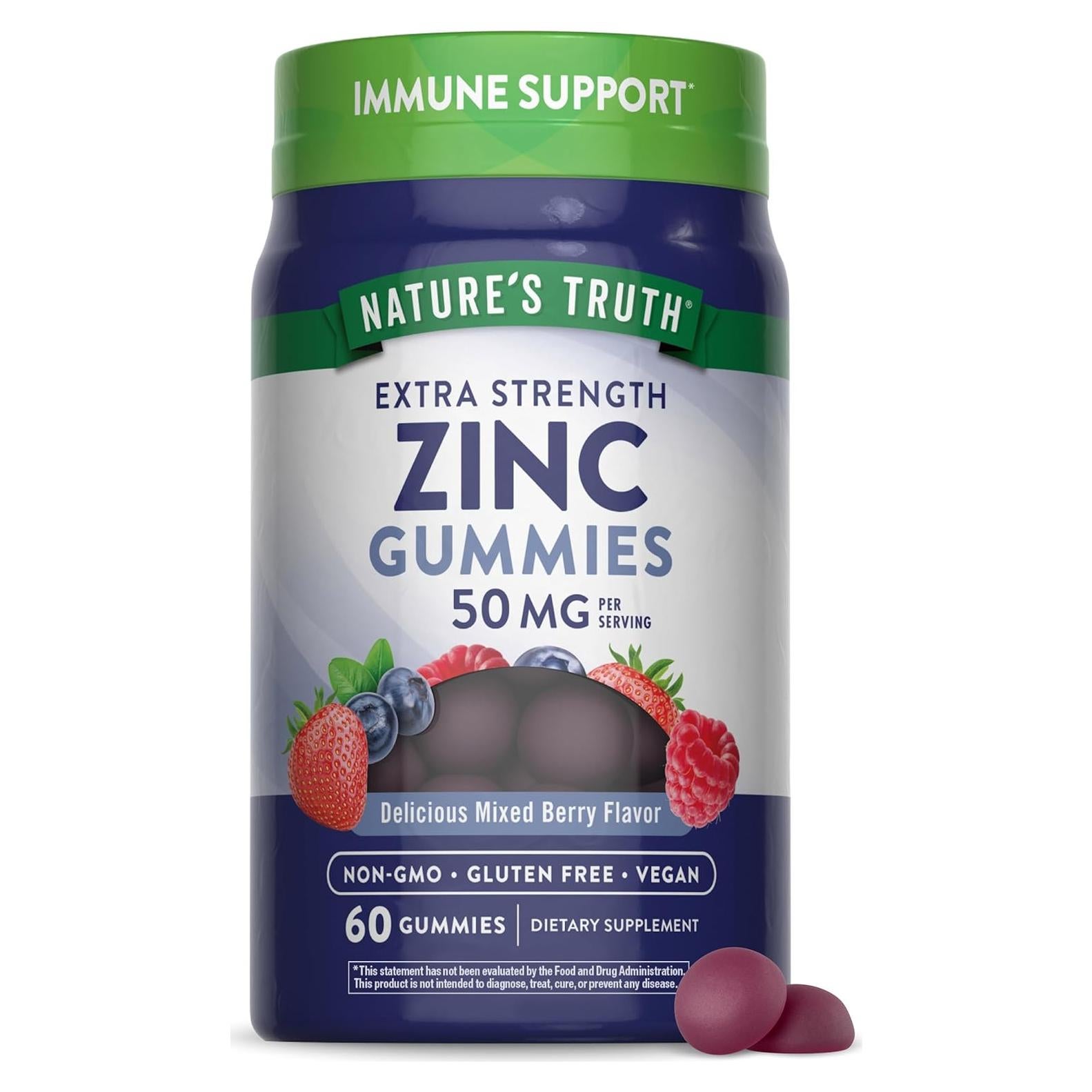 Gomitas de Zinc Nature's Truth 50 mg Veganas 60 Conteo