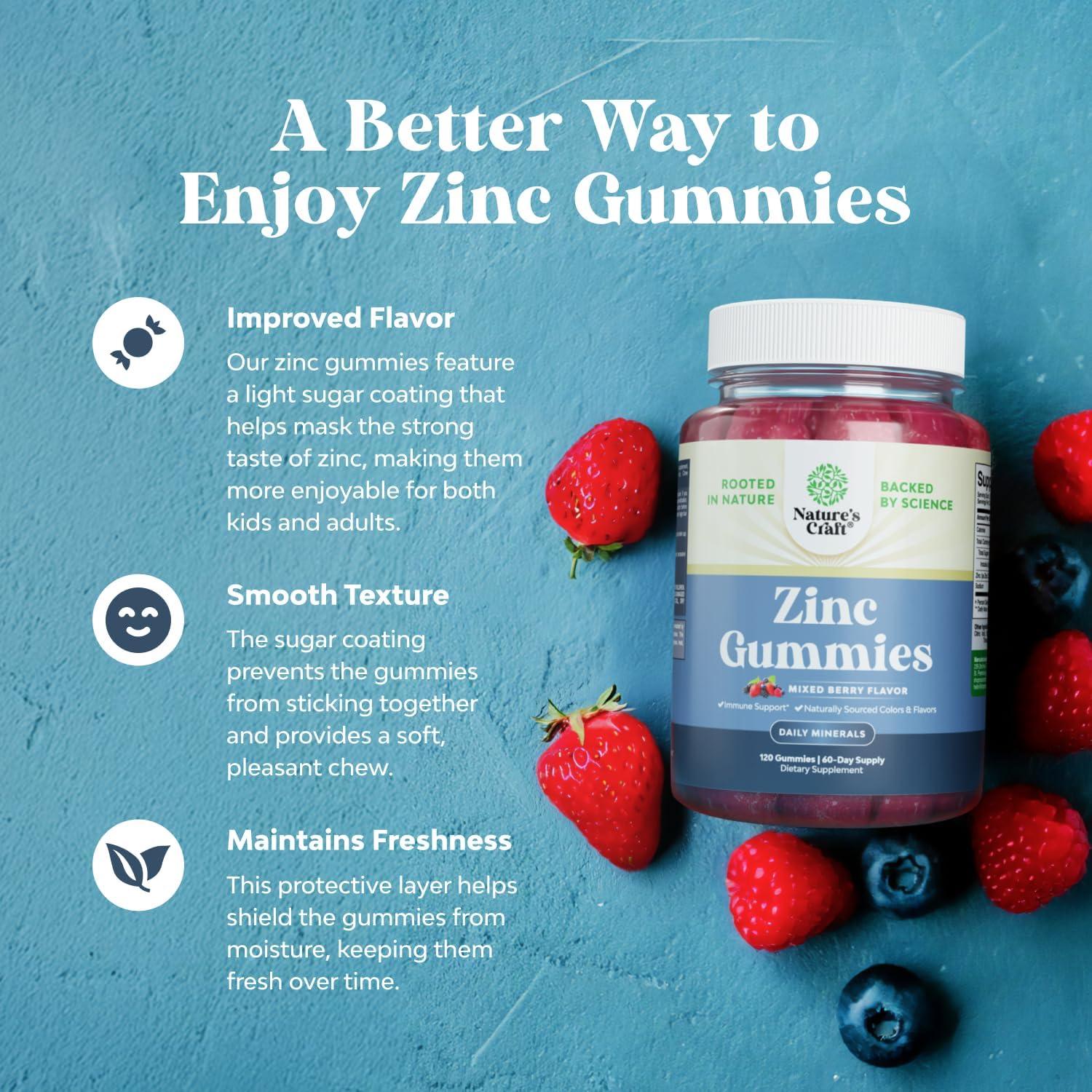 Gomitas de Zinc Natures Craft 120 Masticables 50mg