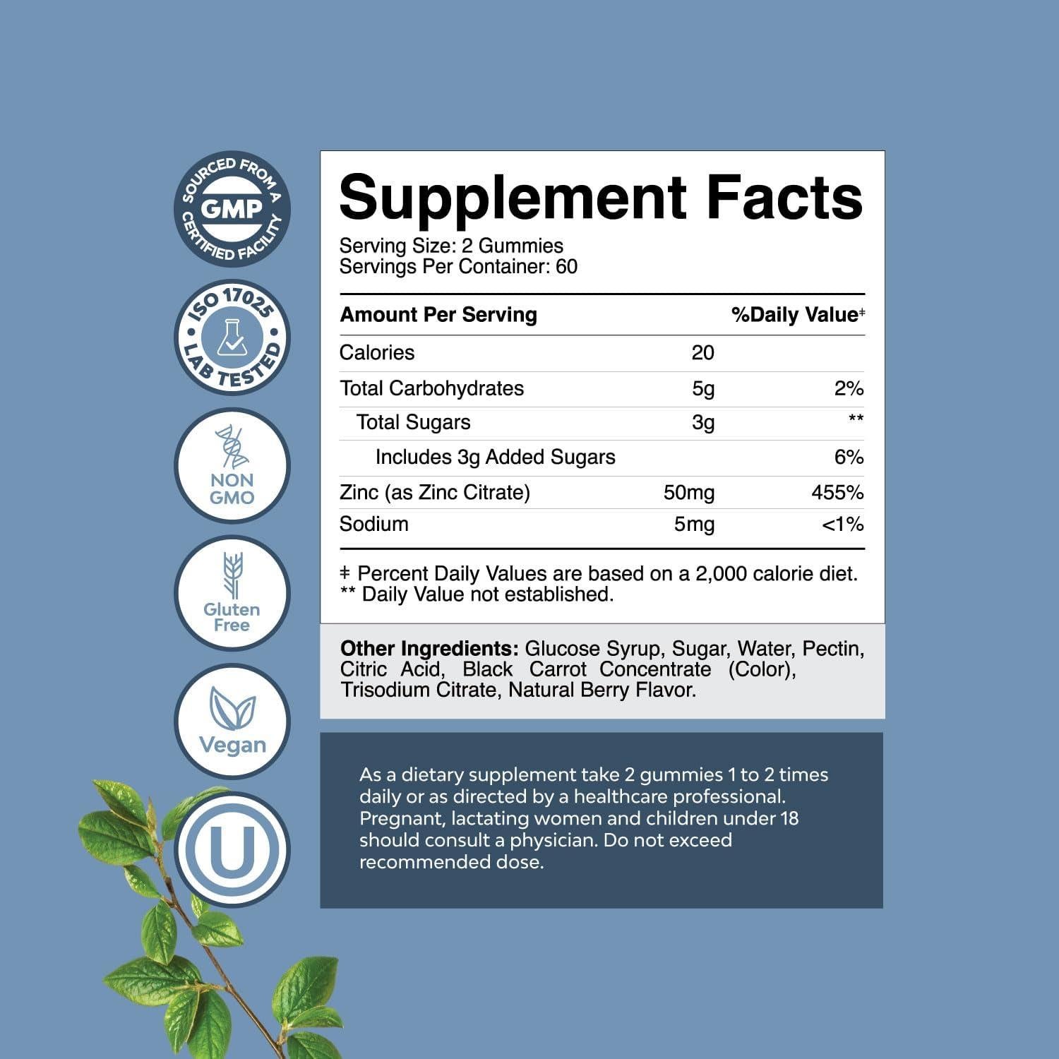 Gomitas de Zinc Natures Craft 120 Masticables 50mg