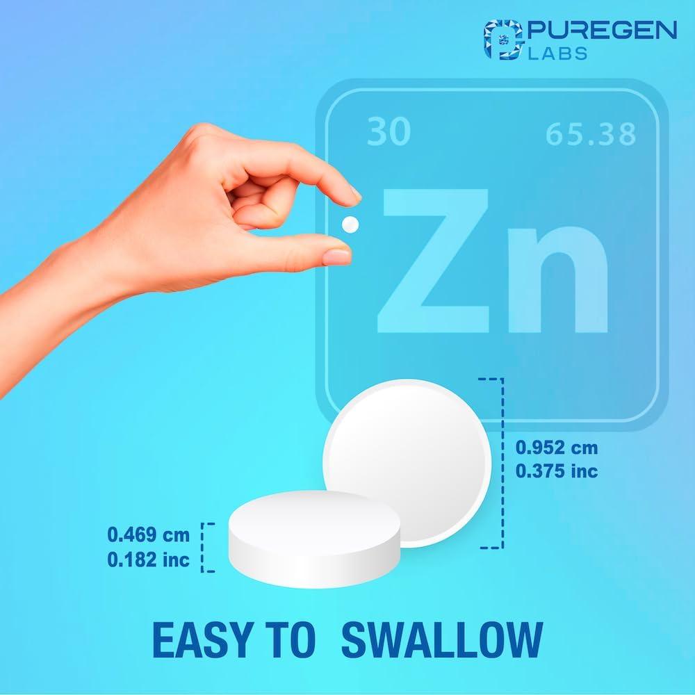 Tabletas de Sulfato de Zinc Puregen Labs 220 mg - 100 unidades