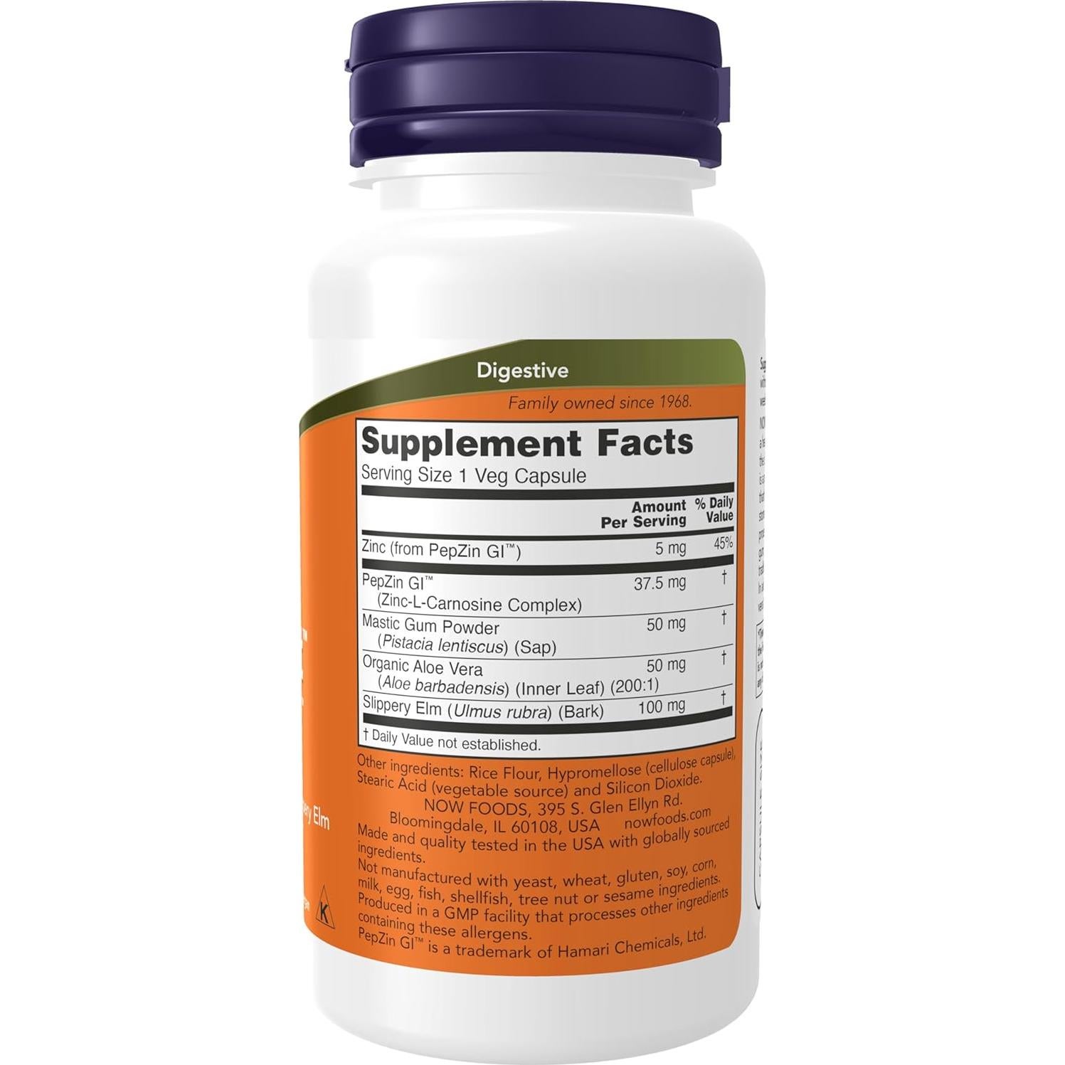 Suplemento Digestivo NOW Foods Comfort Gastro 60 Cápsulas Veganas