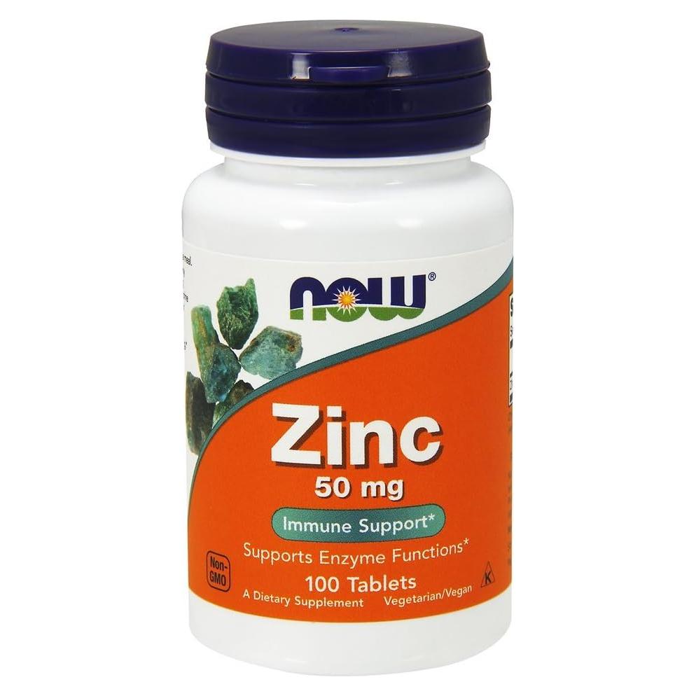 Suplemento de Gluconato de Zinc Now Foods 50mg 100 Tabletas