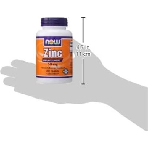 NOW Gluconato de Zinc 50 mg 250 Tabletas Veganas