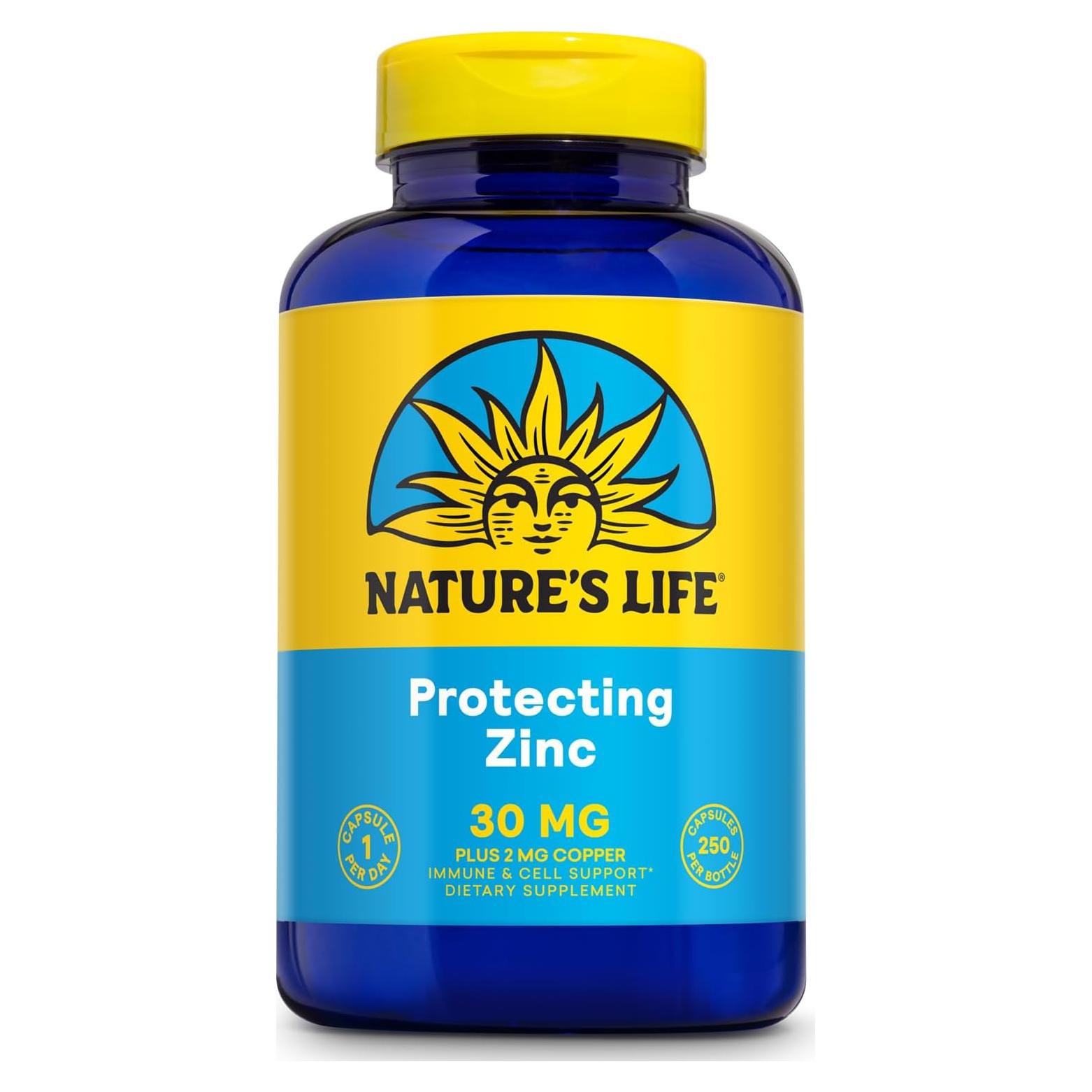 Suplemento de Zinc Picolinato Nature's Life 30mg + Cobre 2mg