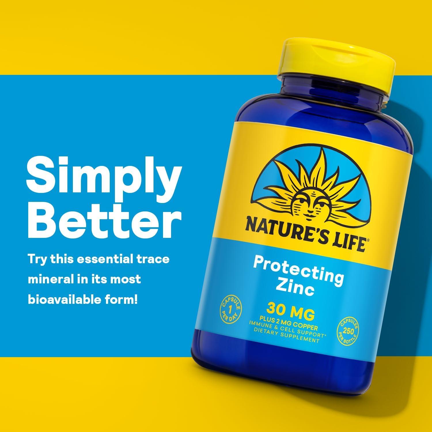 Suplemento de Zinc Picolinato Nature's Life 30mg + Cobre 2mg