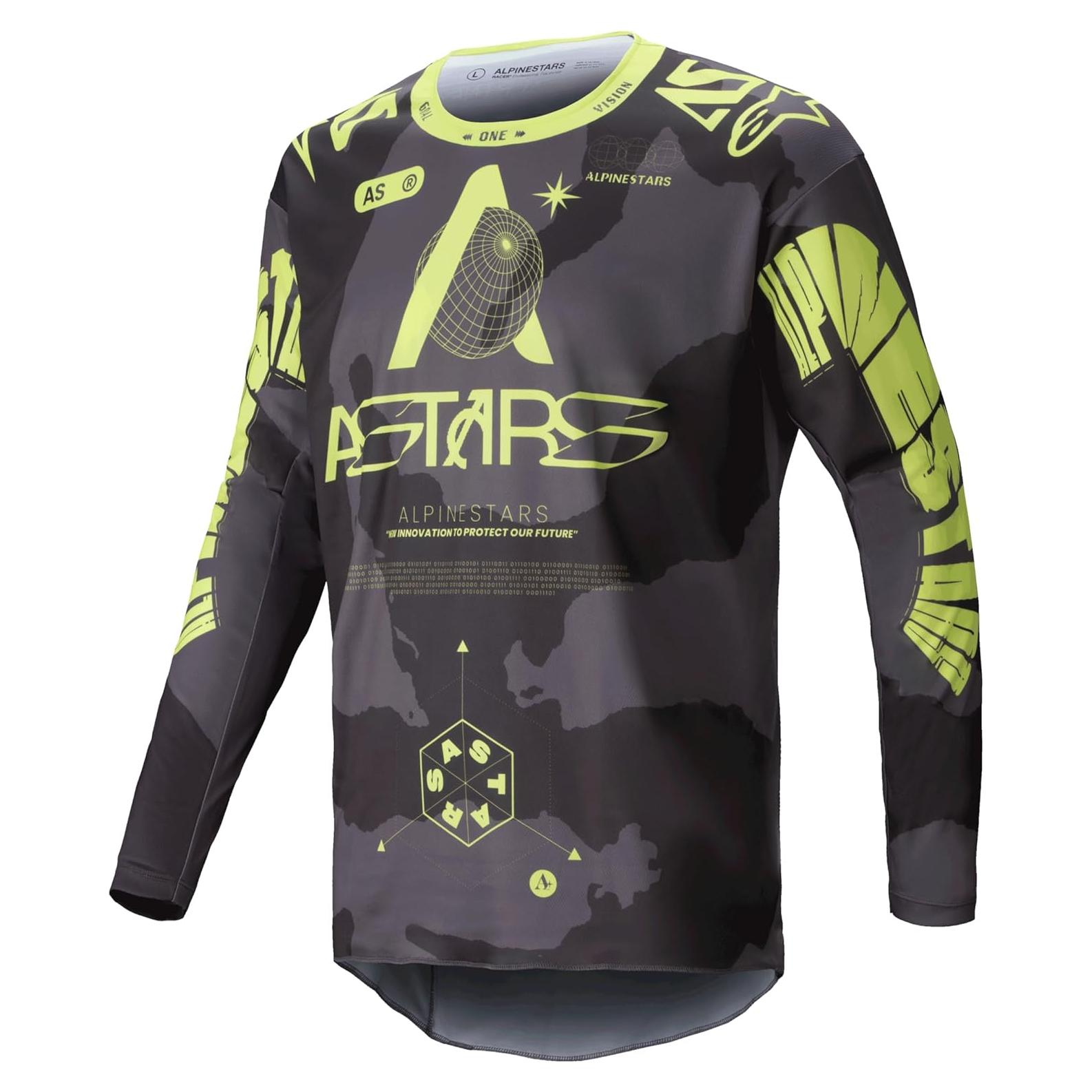 Jersey Alpinestars Racer Hollow Camo Oscuro Amarillo Fluo S
