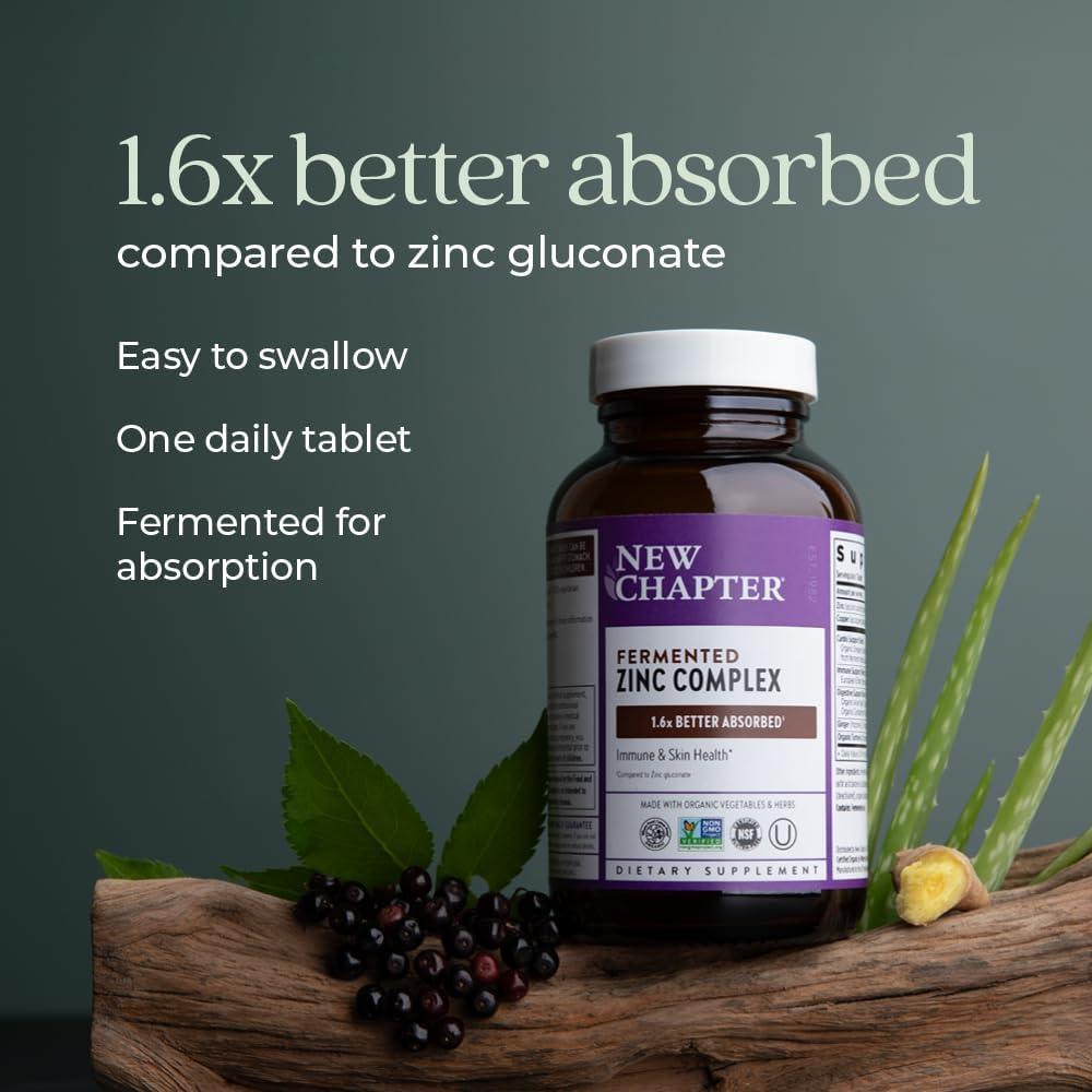 Suplemento de Zinc New Chapter 90 Tabletas - Soporte Inmunológico