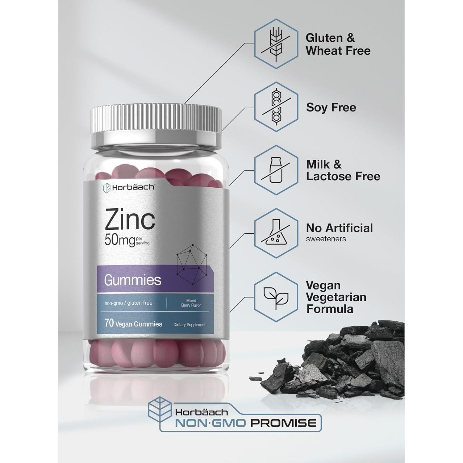 Gominolas de Zinc Horbäach 50mg 70 Unidades Sabor Frutas Mixtas