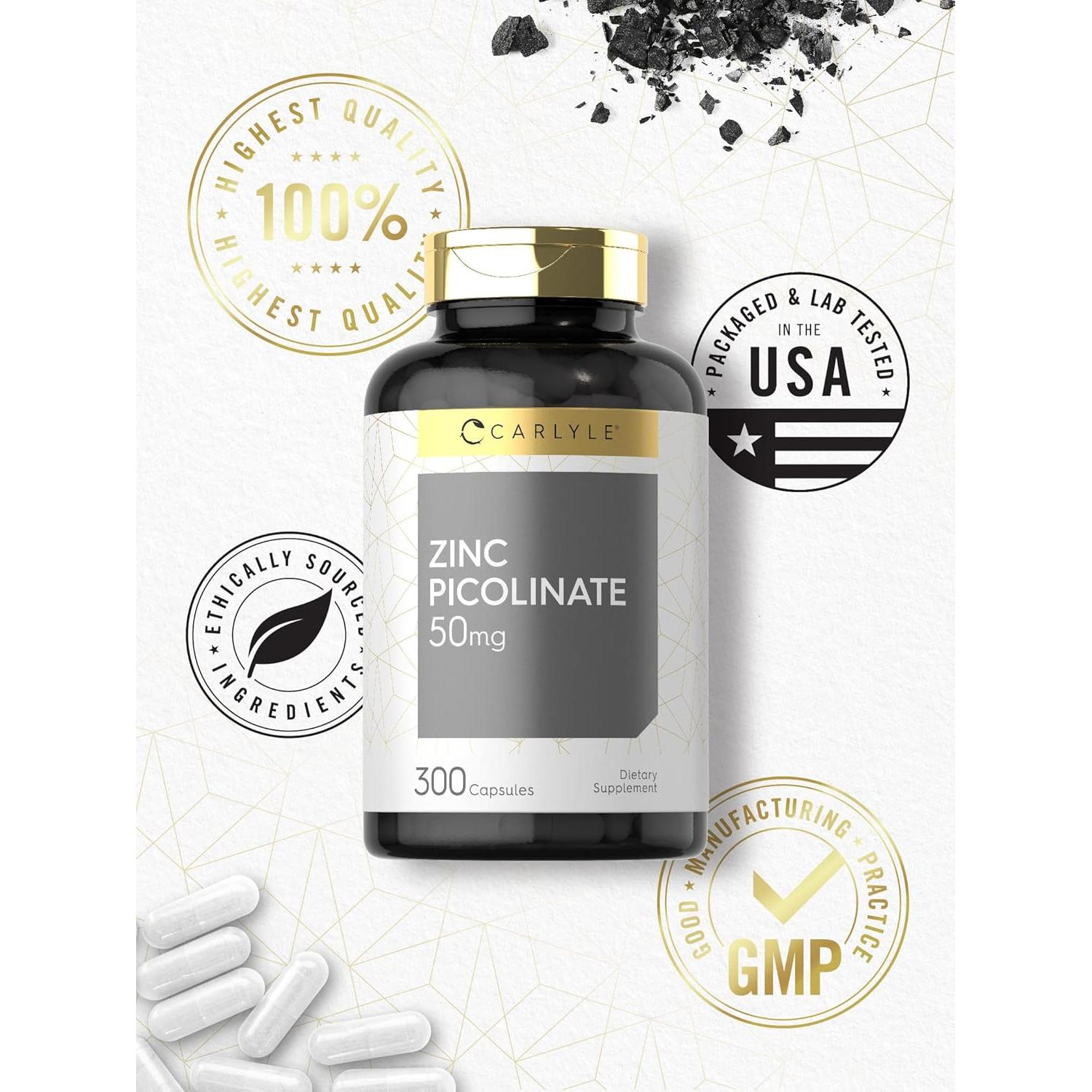 Carlyle Picolinato de Zinc 50mg - 300 Cápsulas Sin Gluten