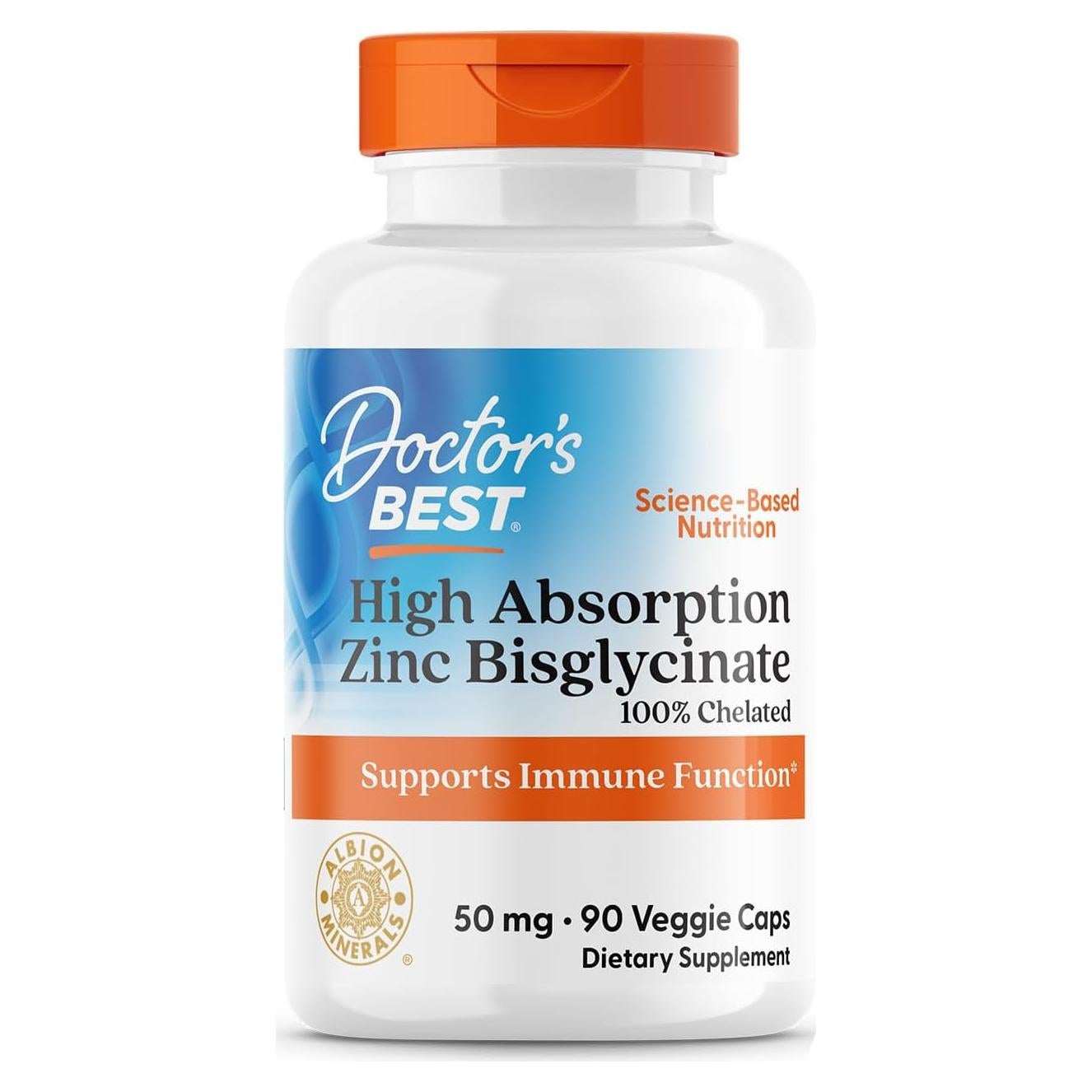Zinc Bisglicinato 50mg Doctor's Best 90 Cápsulas Alta Absorción
