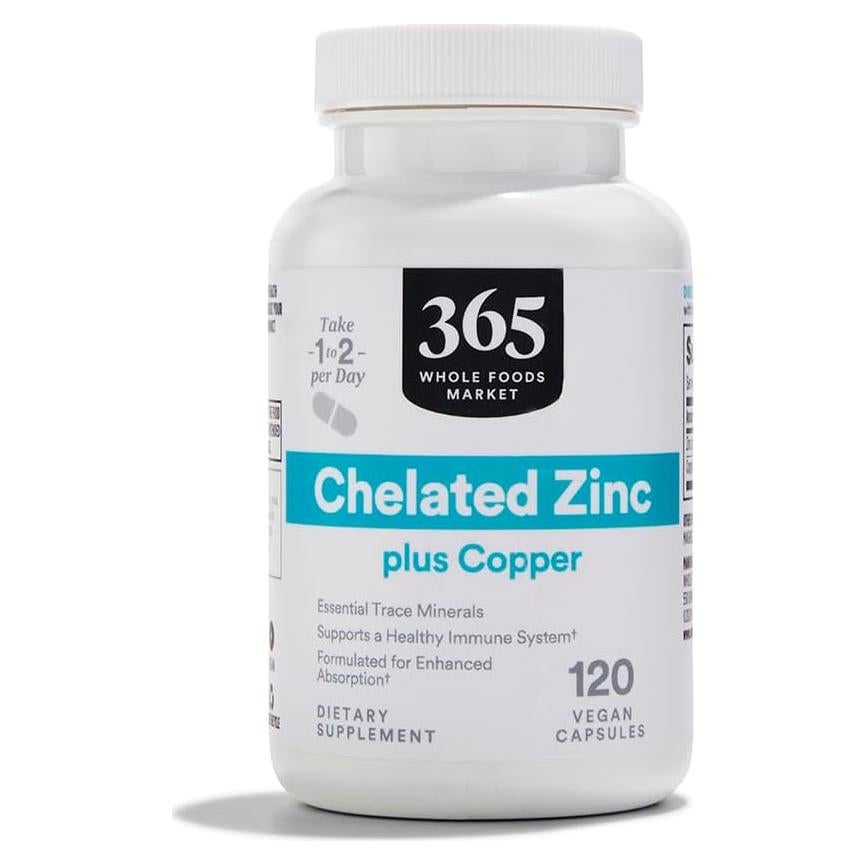Zinc Quelado 365 Whole Foods 120 Cápsulas 45g