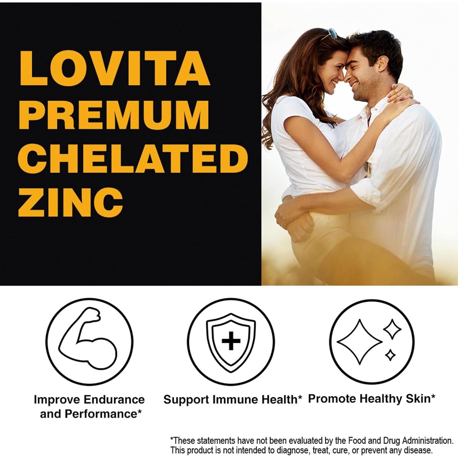 Suplemento de Zinc Lovita 50mg Vegano 200 Cápsulas
