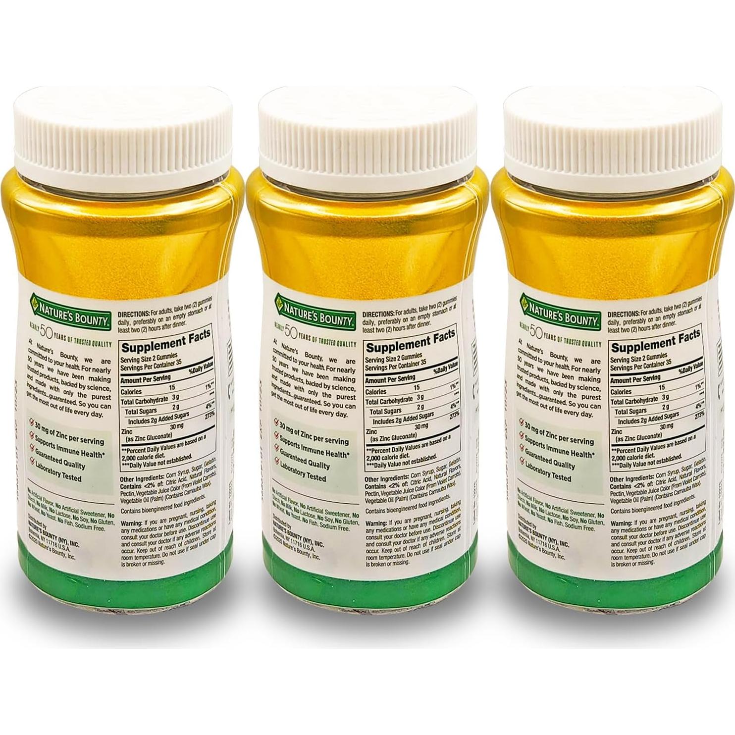 Gomitas de Zinc Nature's Bounty 210 unidades Sabor Frutas