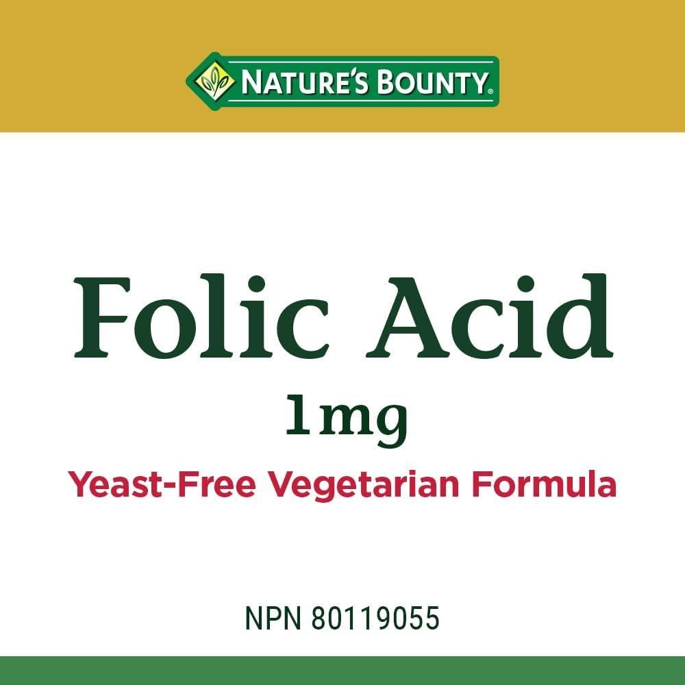 Ácido Fólico Nature's Bounty 1 mg 150 Tabletas Vegetariano
