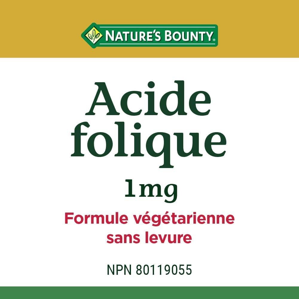 Ácido Fólico Nature's Bounty 1 mg 150 Tabletas Vegetariano