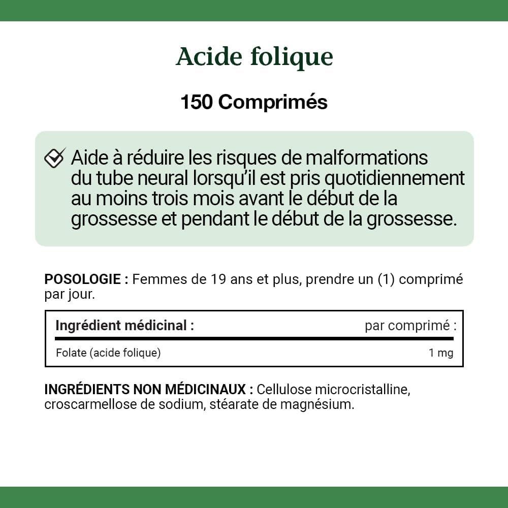 Ácido Fólico Nature's Bounty 1 mg 150 Tabletas Vegetariano