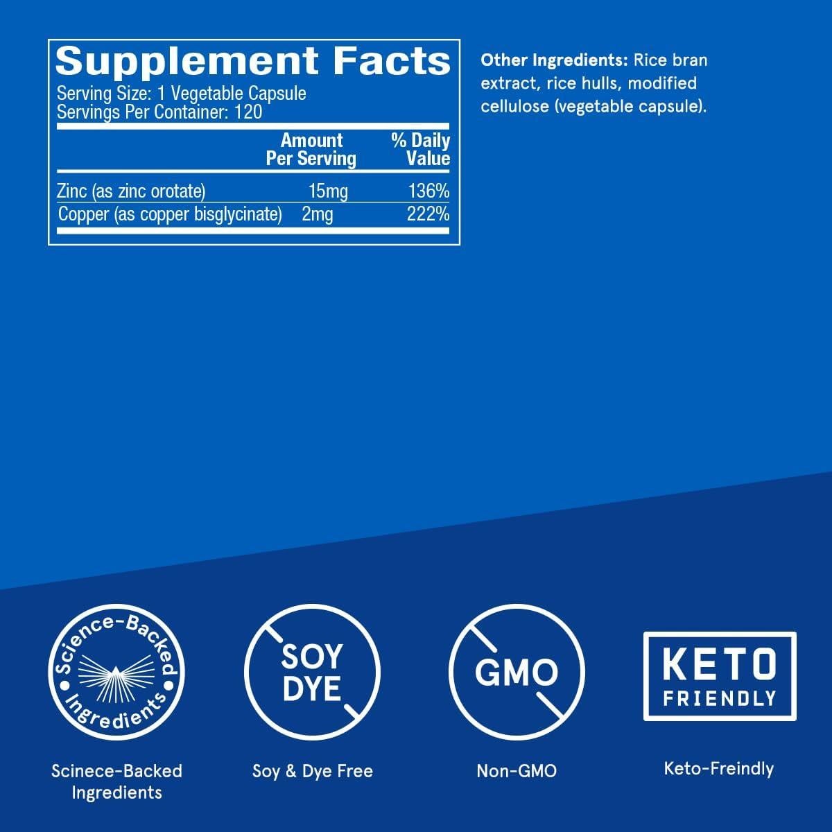 Cápsulas de Zinc y Cobre Bulletproof 120 Unidades Suplemento