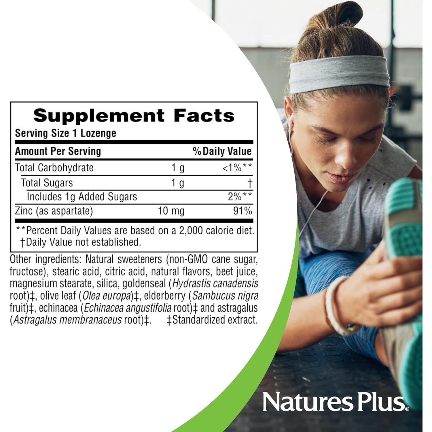 Pastillas de Zinc NaturesPlus Herbal Actives 10 mg 60 Veganas