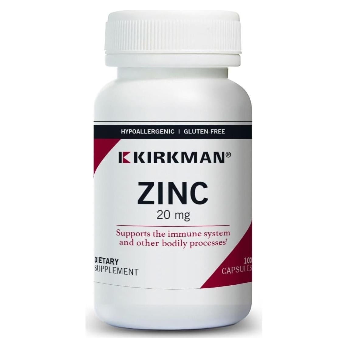 Kirkman Zinc 20mg 100 Cápsulas Hipoalergénicas Alta Absorción