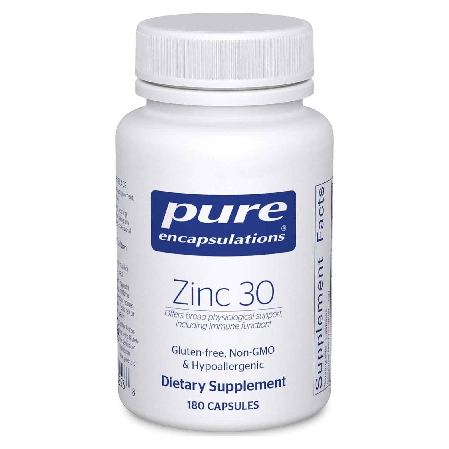 Suplemento de Zinc Picolinato 30 mg Pure Encapsulations 180 Cápsulas