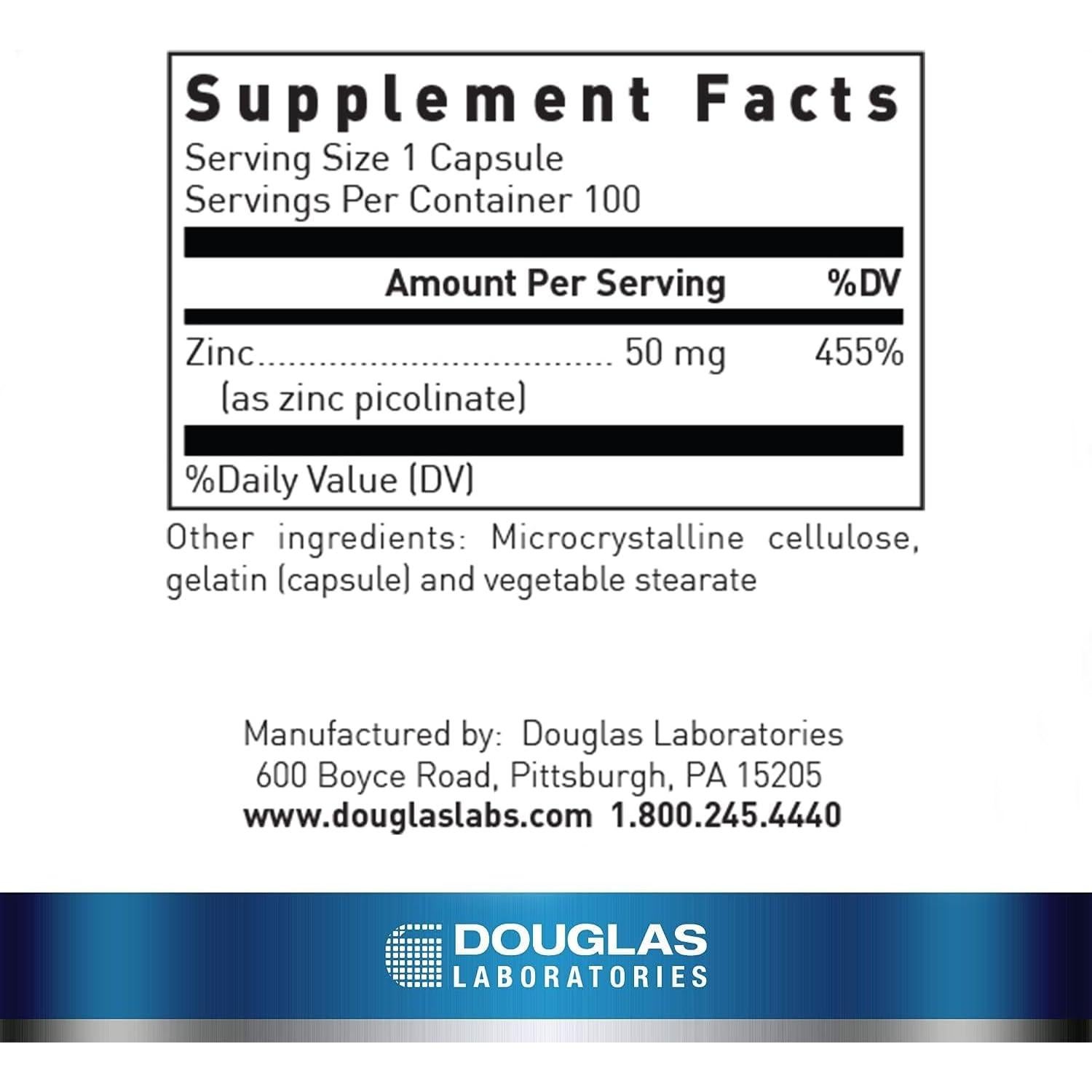 Zinc Picolinate Douglas Laboratories 50 mg - 100 Cápsulas
