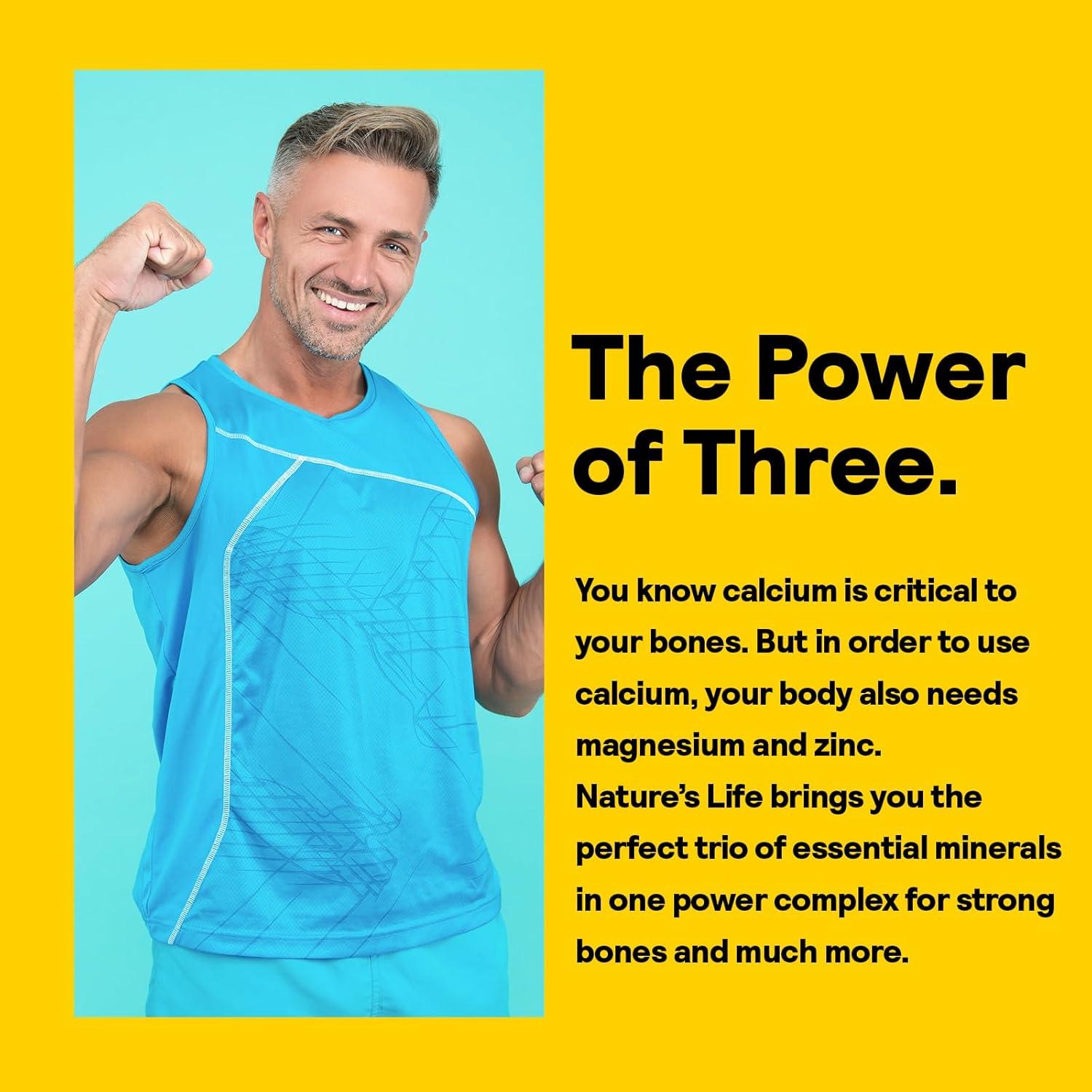 Suplemento de Calcio Magnesio Zinc Nature's Life 1000mg 250 Cápsulas