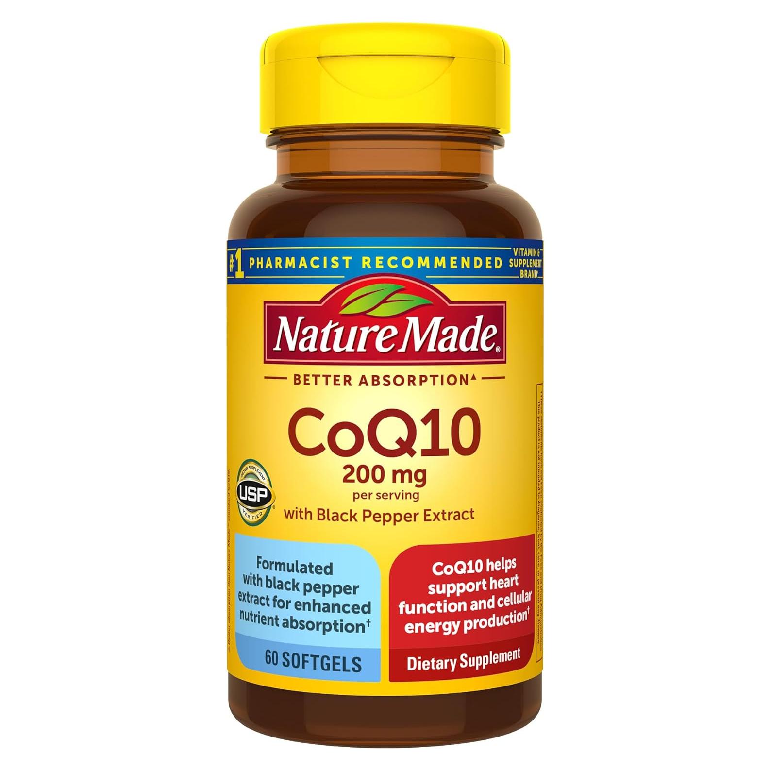 Nature Made CoQ10 200mg con pimienta negra - 60 gelatinas blandas