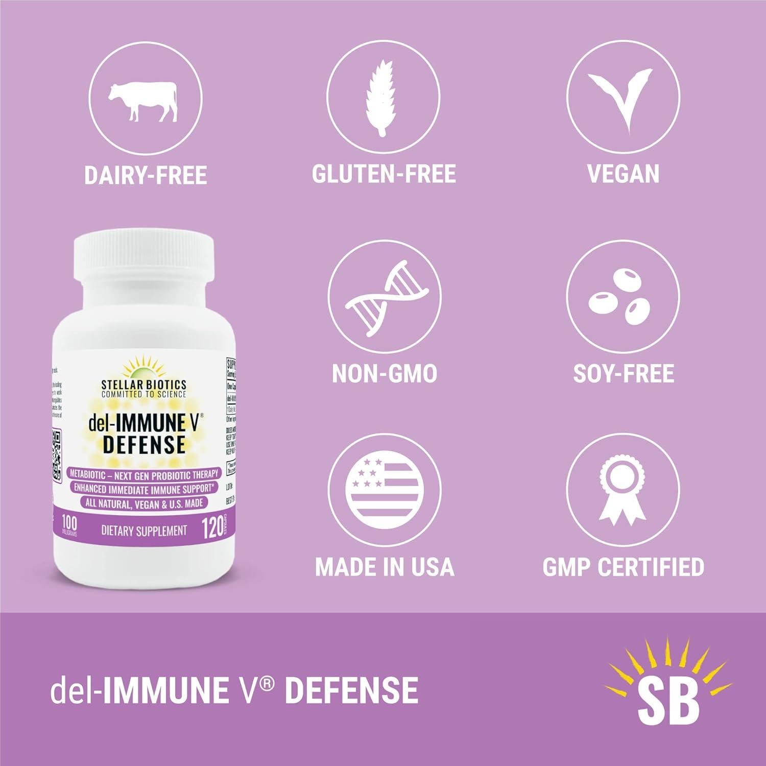 Del-Immune V® Stellar Biotics 120 Cápsulas Metabiotico Inmunológico