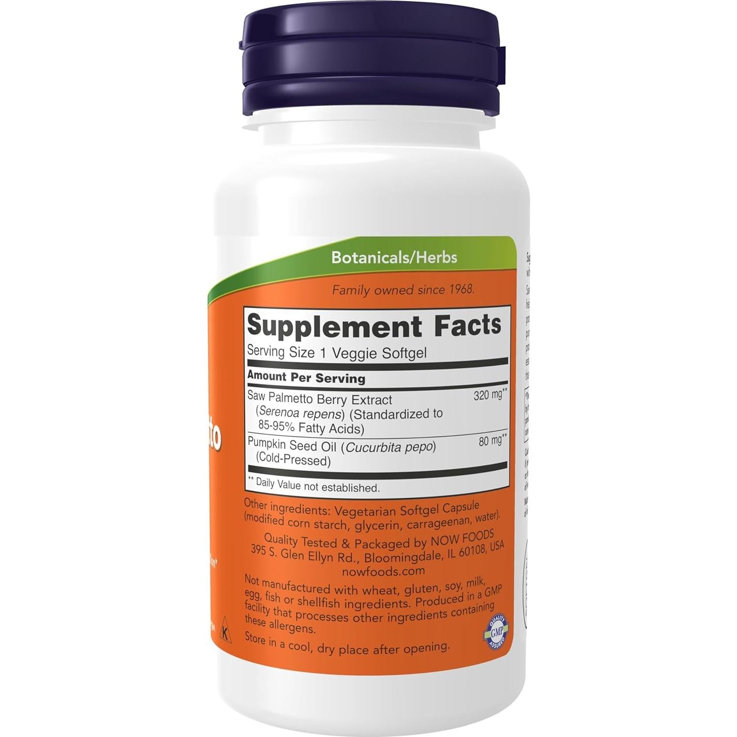 NOW Foods Extracto de Saw Palmetto 320 mg con Aceite de Calabaza 90 Cápsulas Veganas