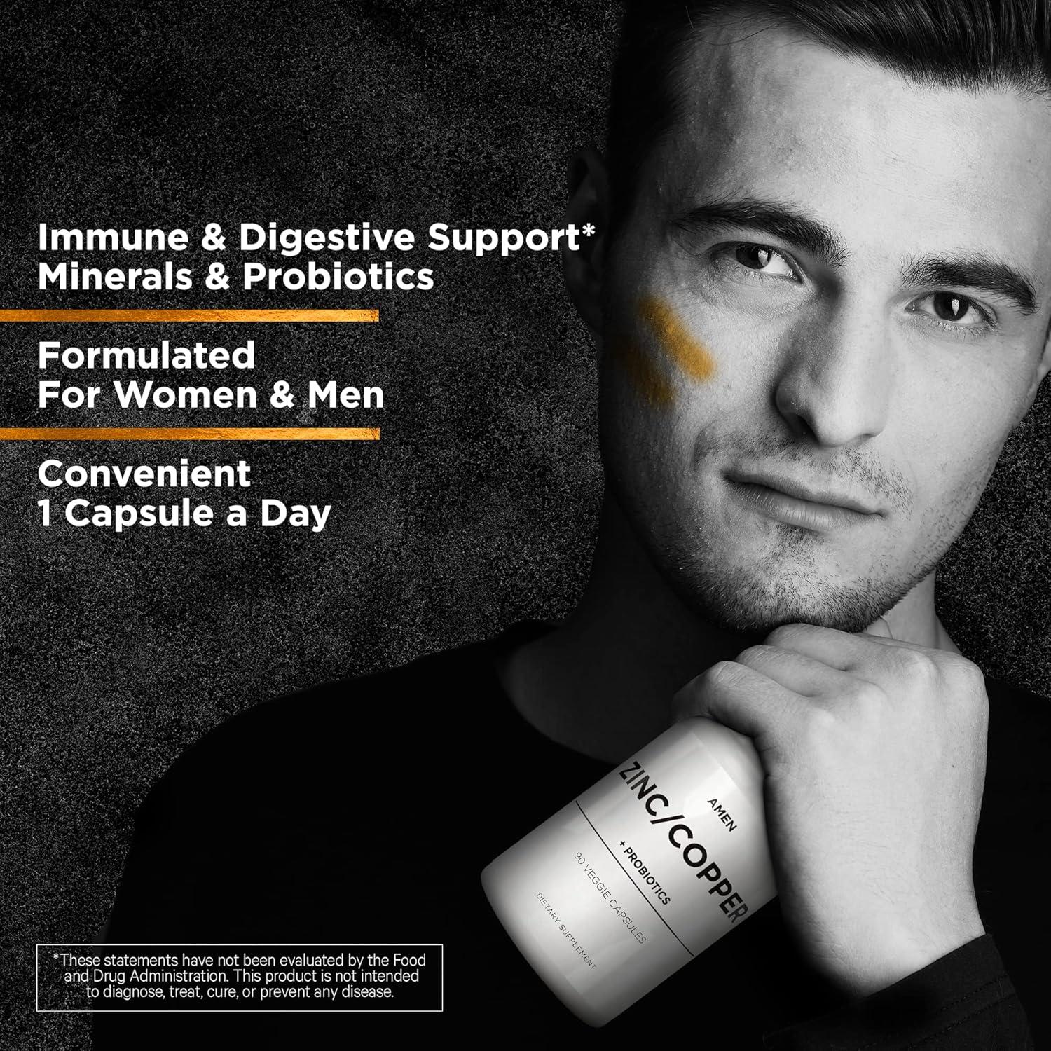 Suplemento de Zinc y Cobre Amen + Probioticos 90 Cápsulas