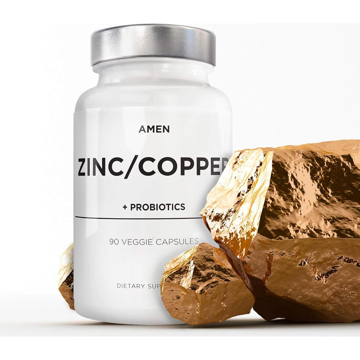 Suplemento de Zinc y Cobre Amen + Probioticos 90 Cápsulas