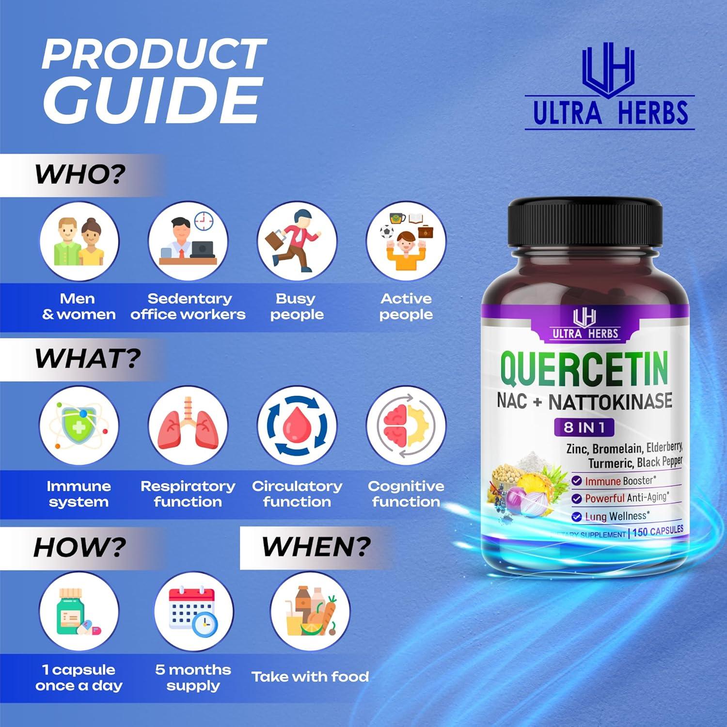 Suplemento Quercetina Ultra Herbs 150 Cápsulas Antioxidante