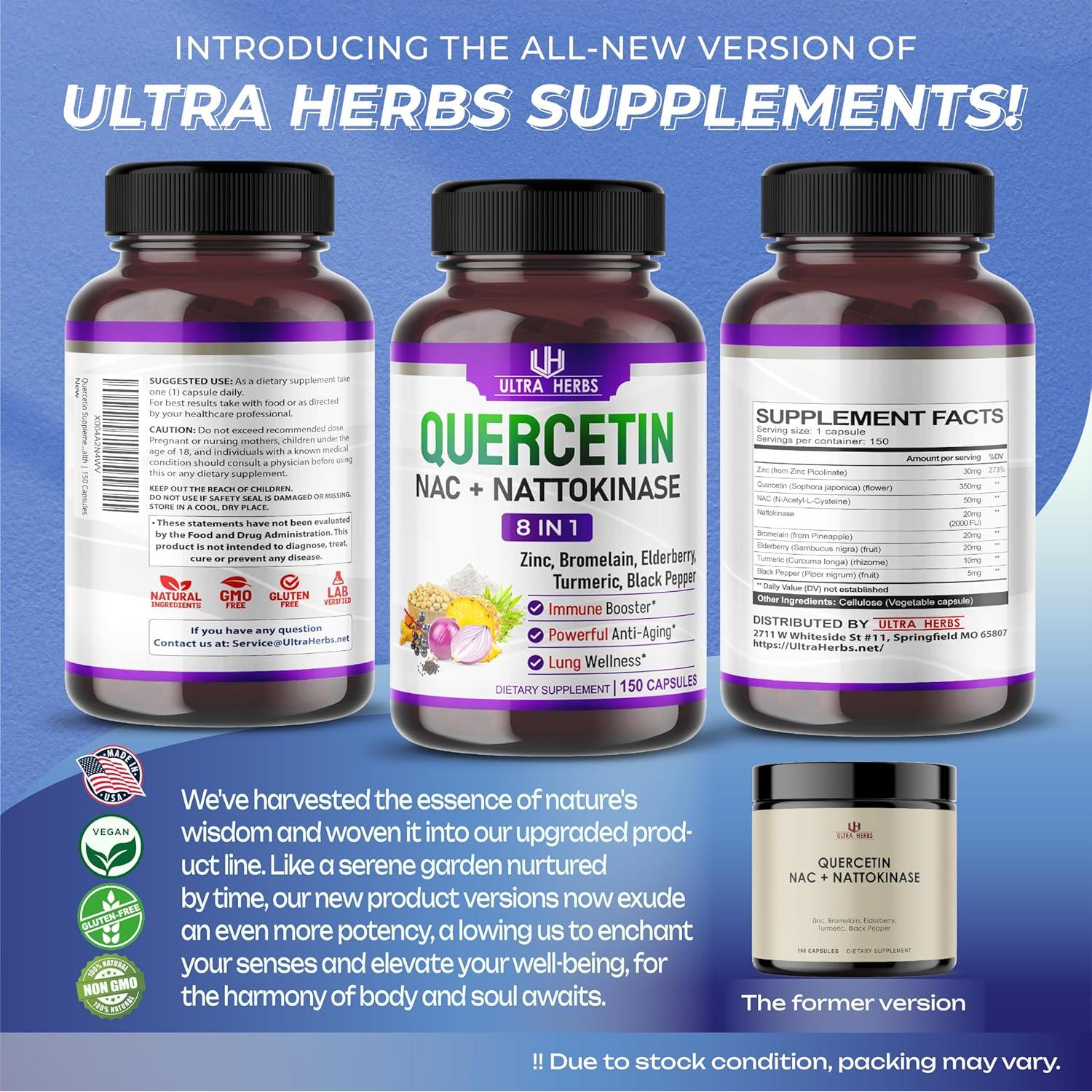 Suplemento Quercetina Ultra Herbs 150 Cápsulas Antioxidante
