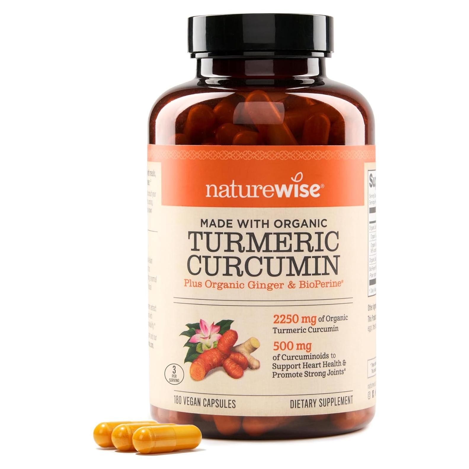 NatureWise Curcumina 2250mg con Bioperine - 180 Cápsulas Veganas