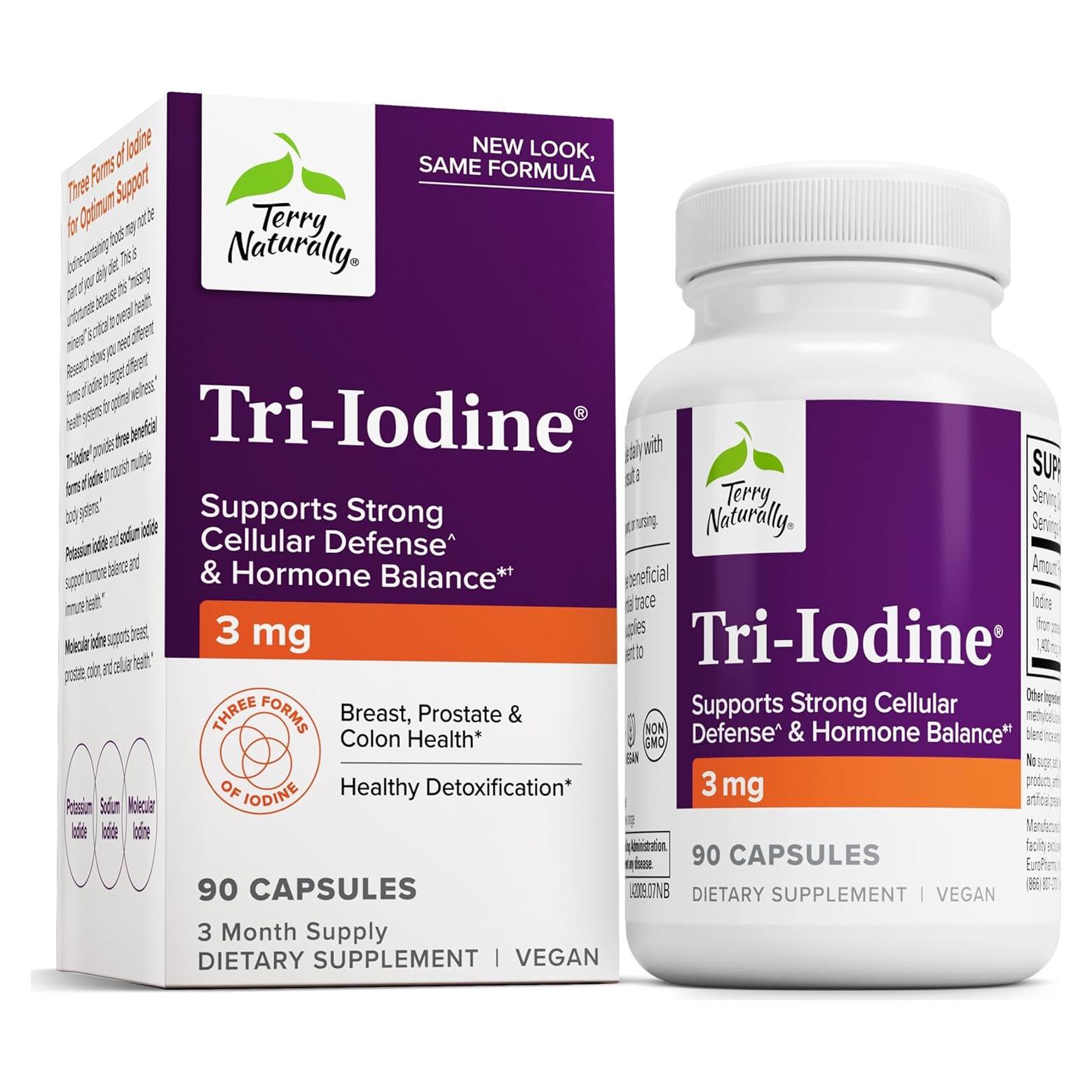 Suplemento Tri-Iodine Terry Naturally 90 cápsulas 3 mg