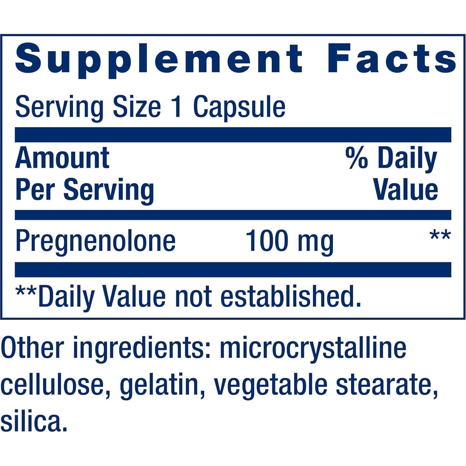 Suplemento Hormonal Pregnenolona 100mg + Zinc 50mg Life Extension - 90 Cápsulas Vegetarianas