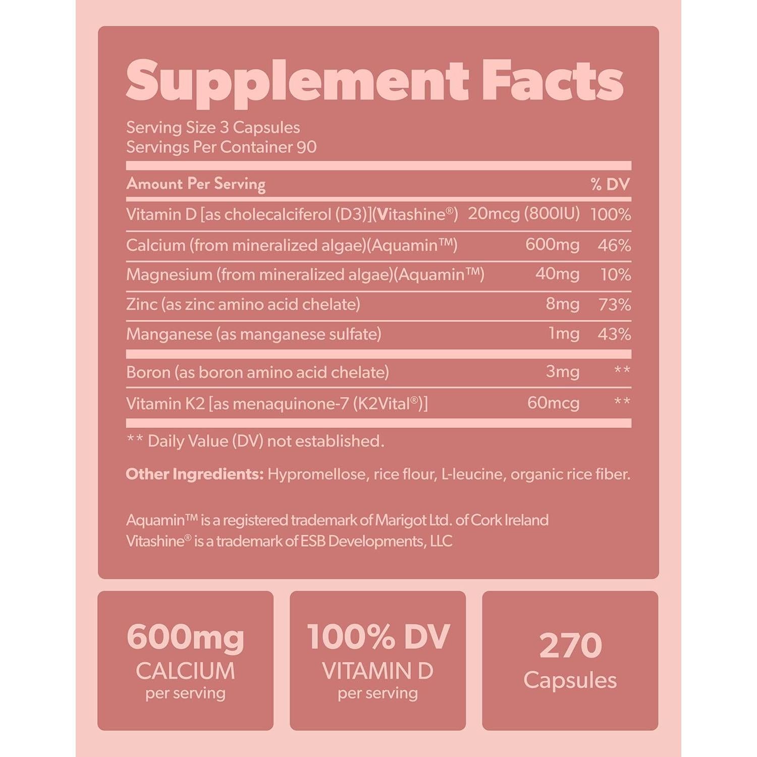 Suplemento Vegano de Calcio We Are Fit 270 Cápsulas con K2 y D3