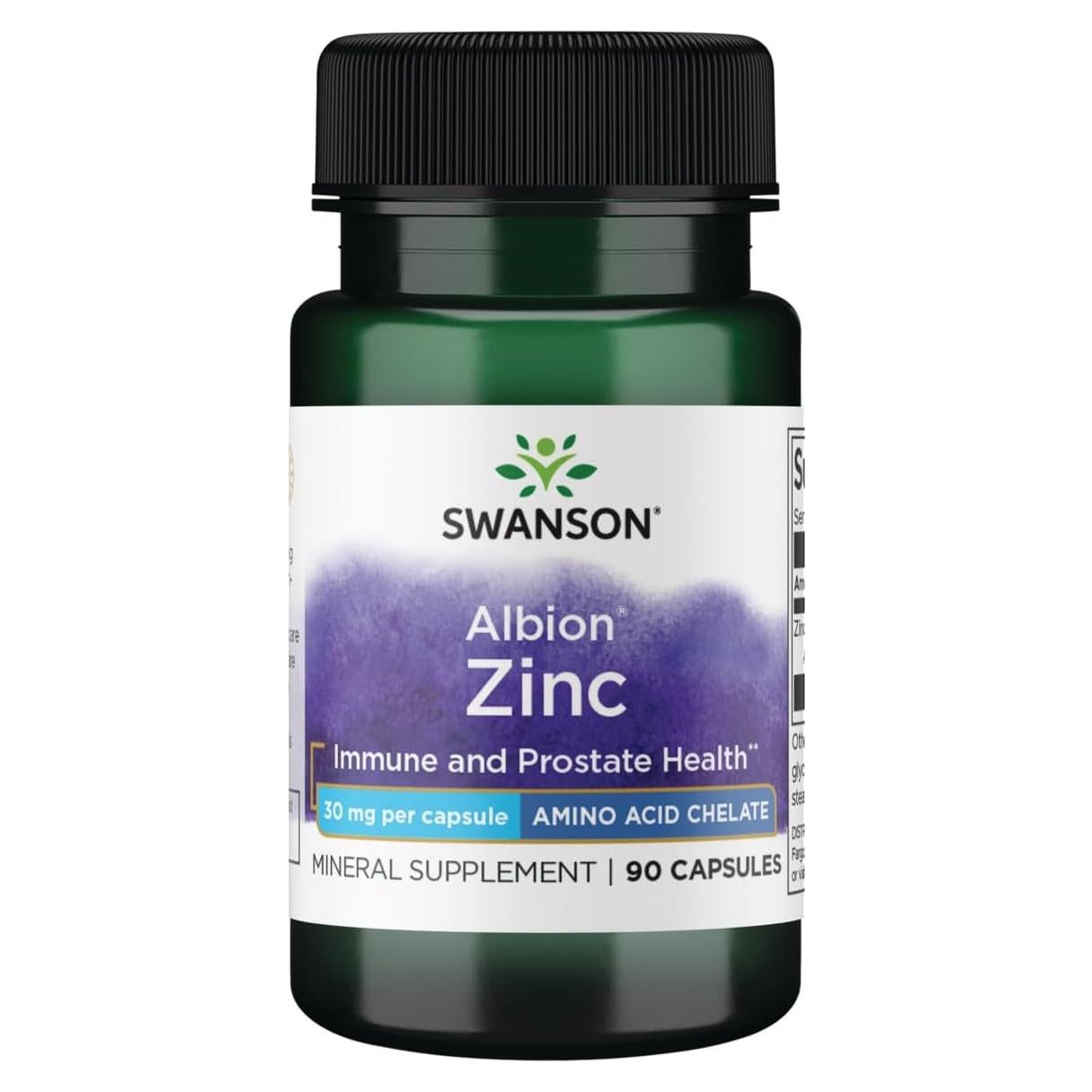 Zinc Quelado de Glicinato Swanson 30 mg 90 Cápsulas