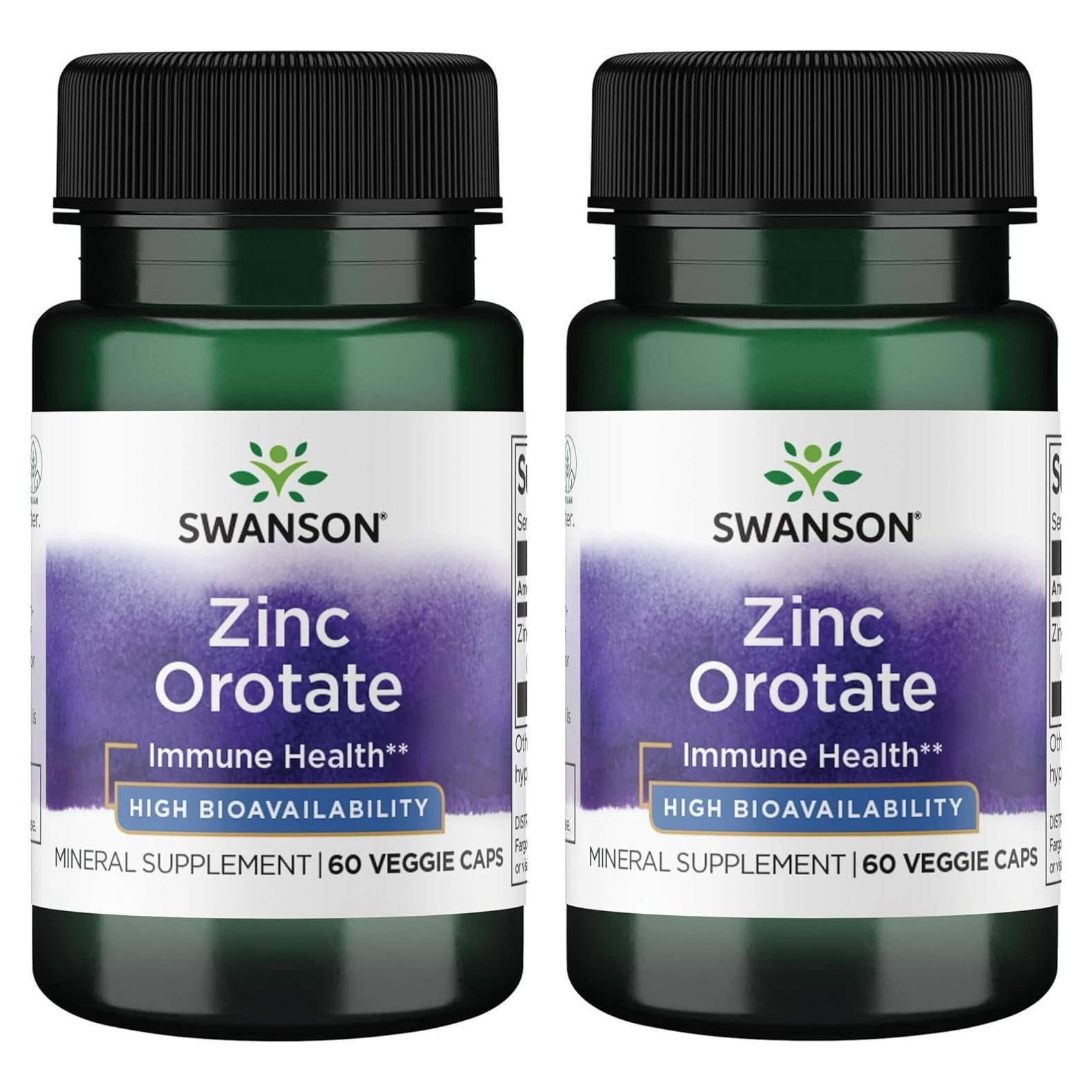 Suplemento Orotato de Zinc Swanson 10 mg 60 Cápsulas Veganas