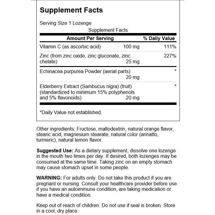 Pastillas de Zinc y Vitamina C Swanson 200 ml Sabor Naranja