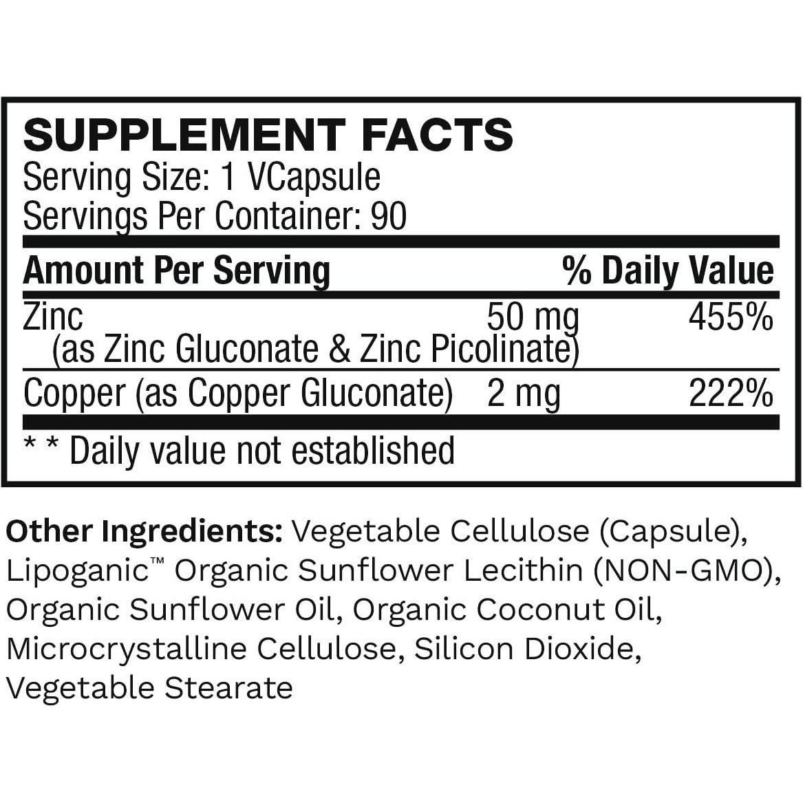 Suplemento de Zinc Liposomal Lewis Labs 50mg 90 Cápsulas