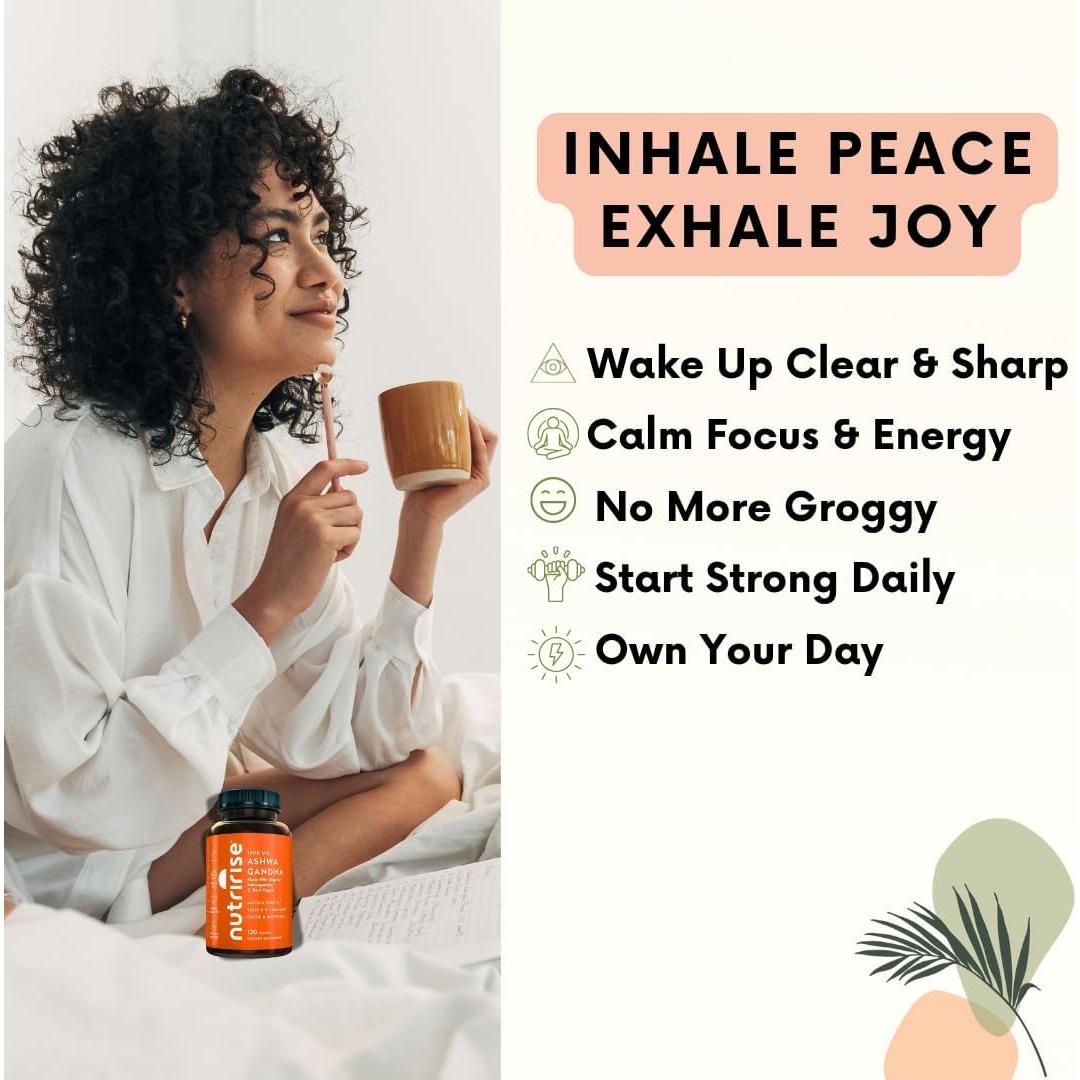 Cápsulas de Ashwagandha Orgánica NutriRise 1300mg 120 Unidades