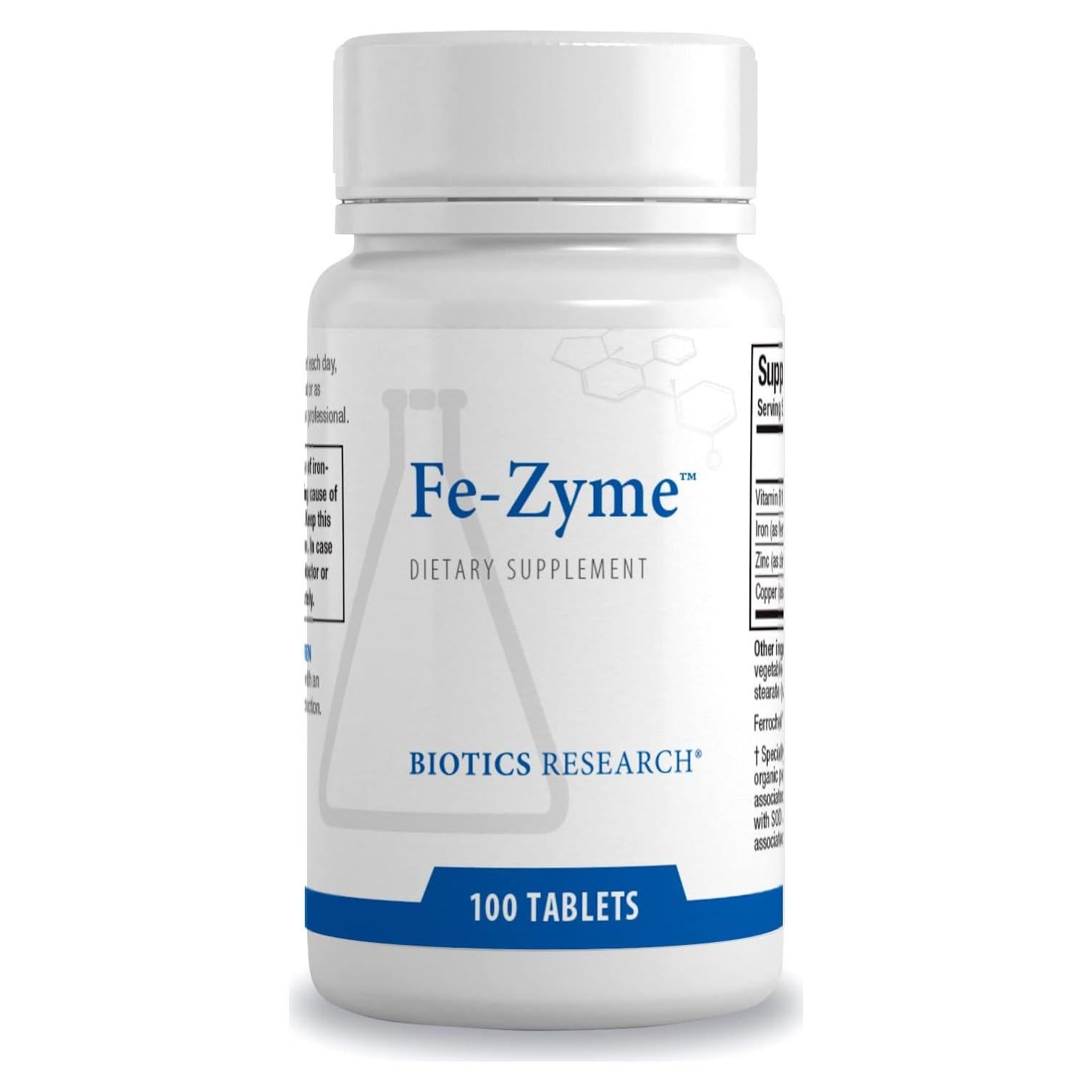 Suplemento de Hierro Biotics Research Fe-Zyme 25 mg 100 Tabletas