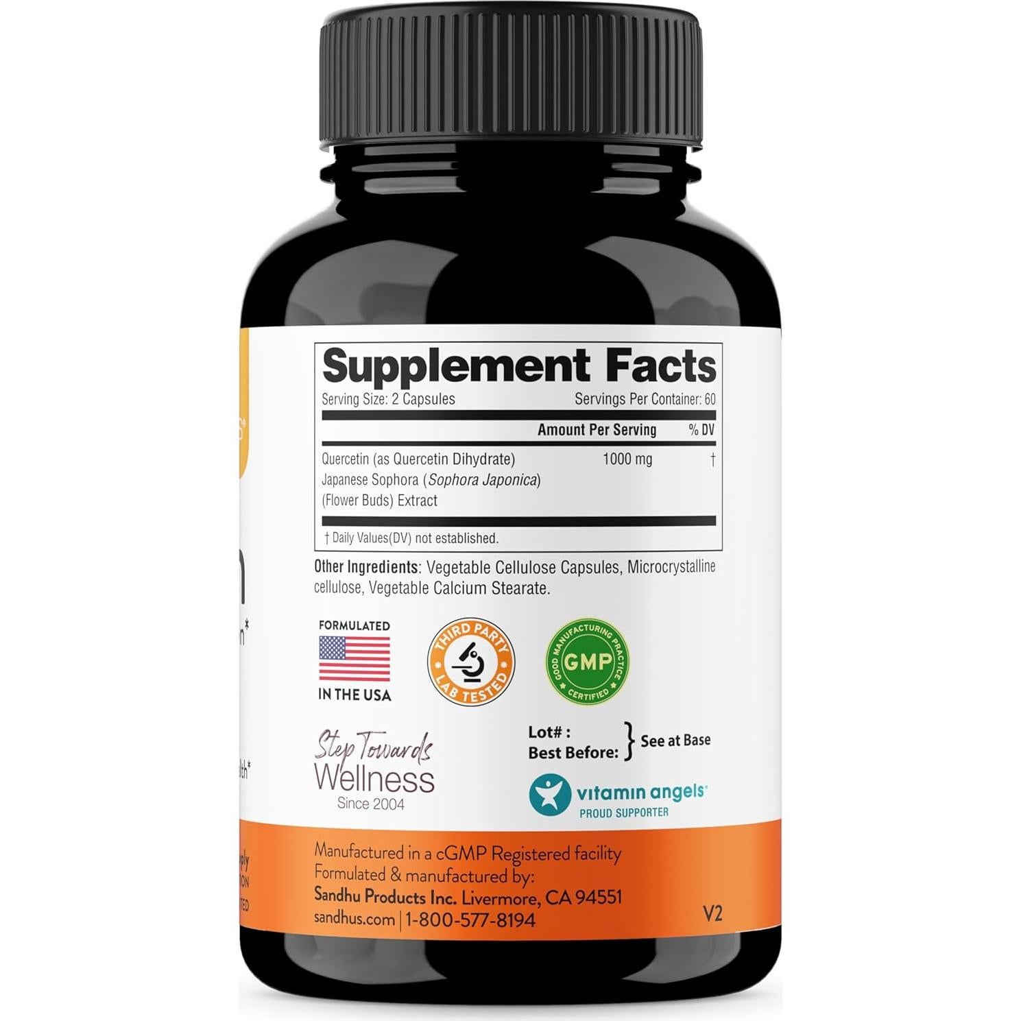 Suplemento de Quercetina 1000mg - 120 Cápsulas - Bioflavonoides