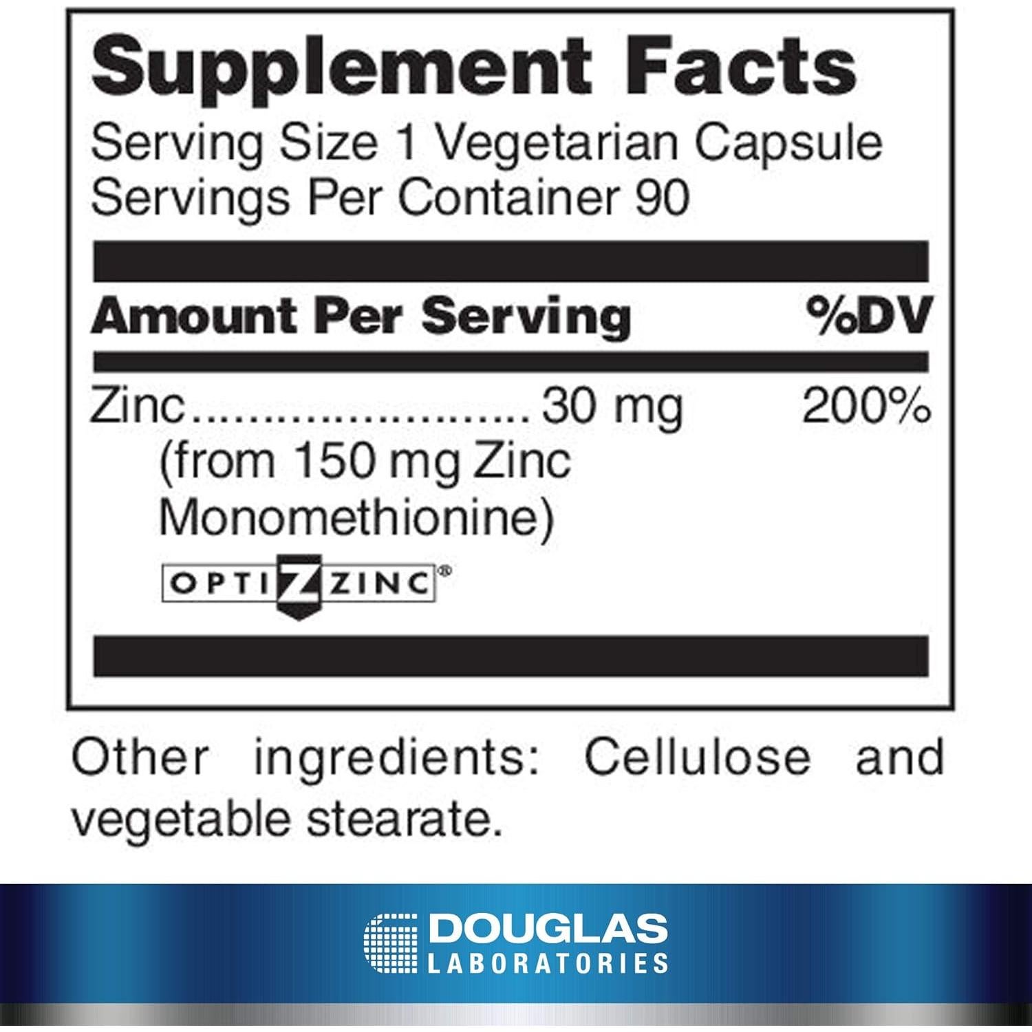 Suplemento de Zinc Monometionina Douglas Laboratories 30 mg - 90 Cápsulas